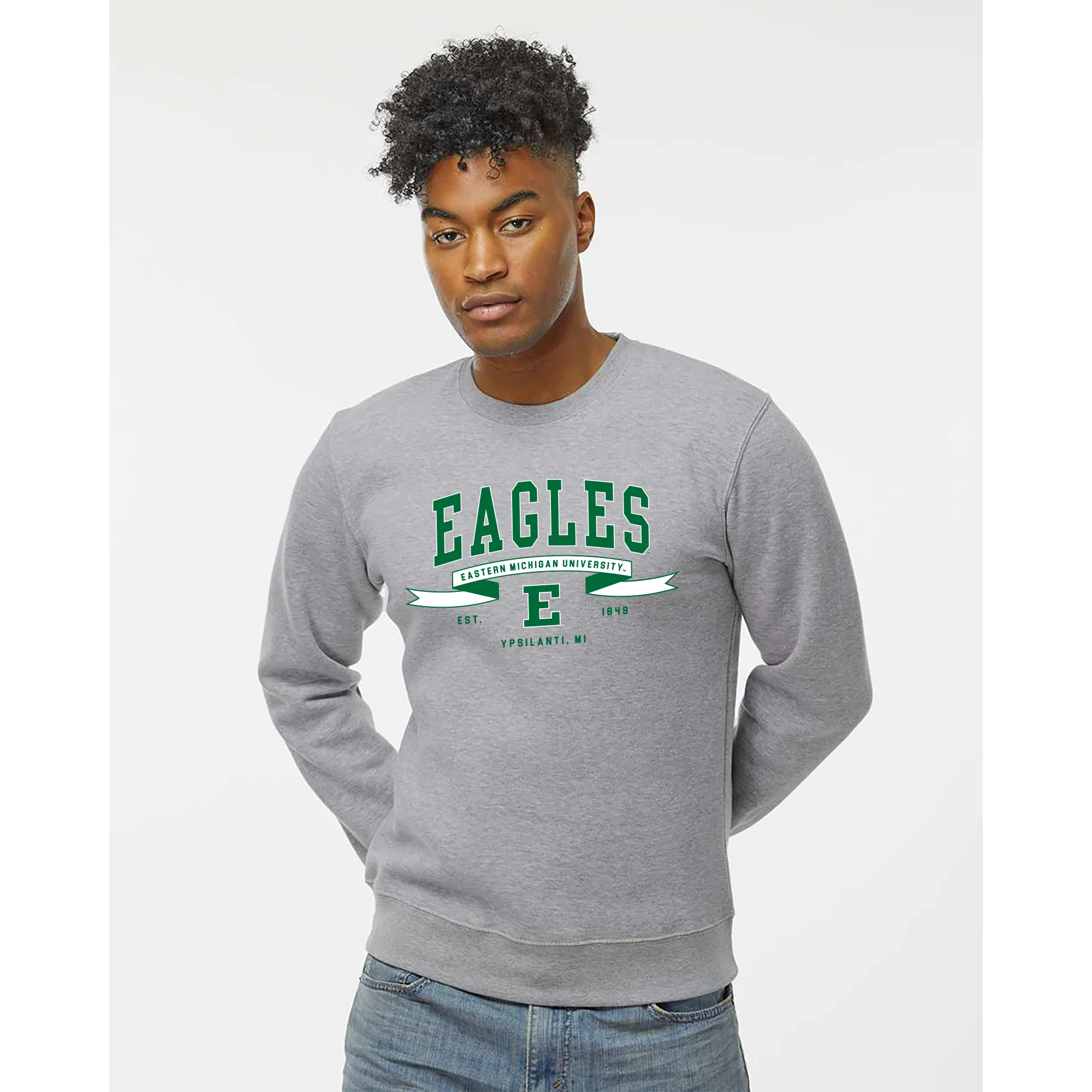 Eastern Michigan Ribbon Flight JA BTB Crewneck - Oxford - Image 3