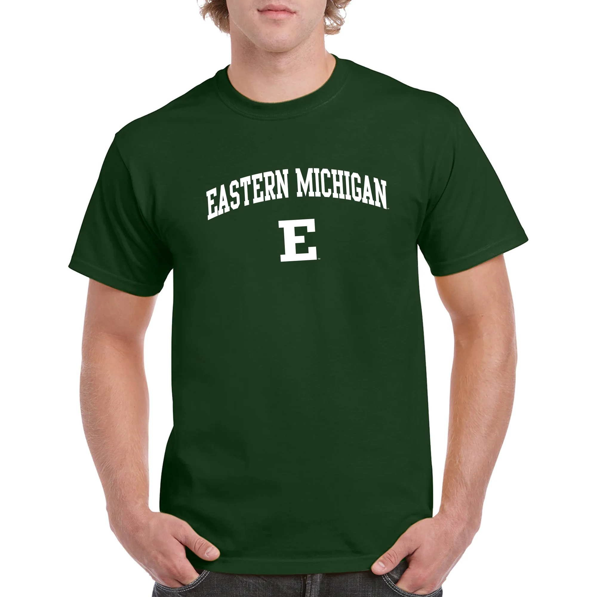 Eastern Michigan University Eagles Arch Logo Short Sleeve T Shirt - Forest - Image 3