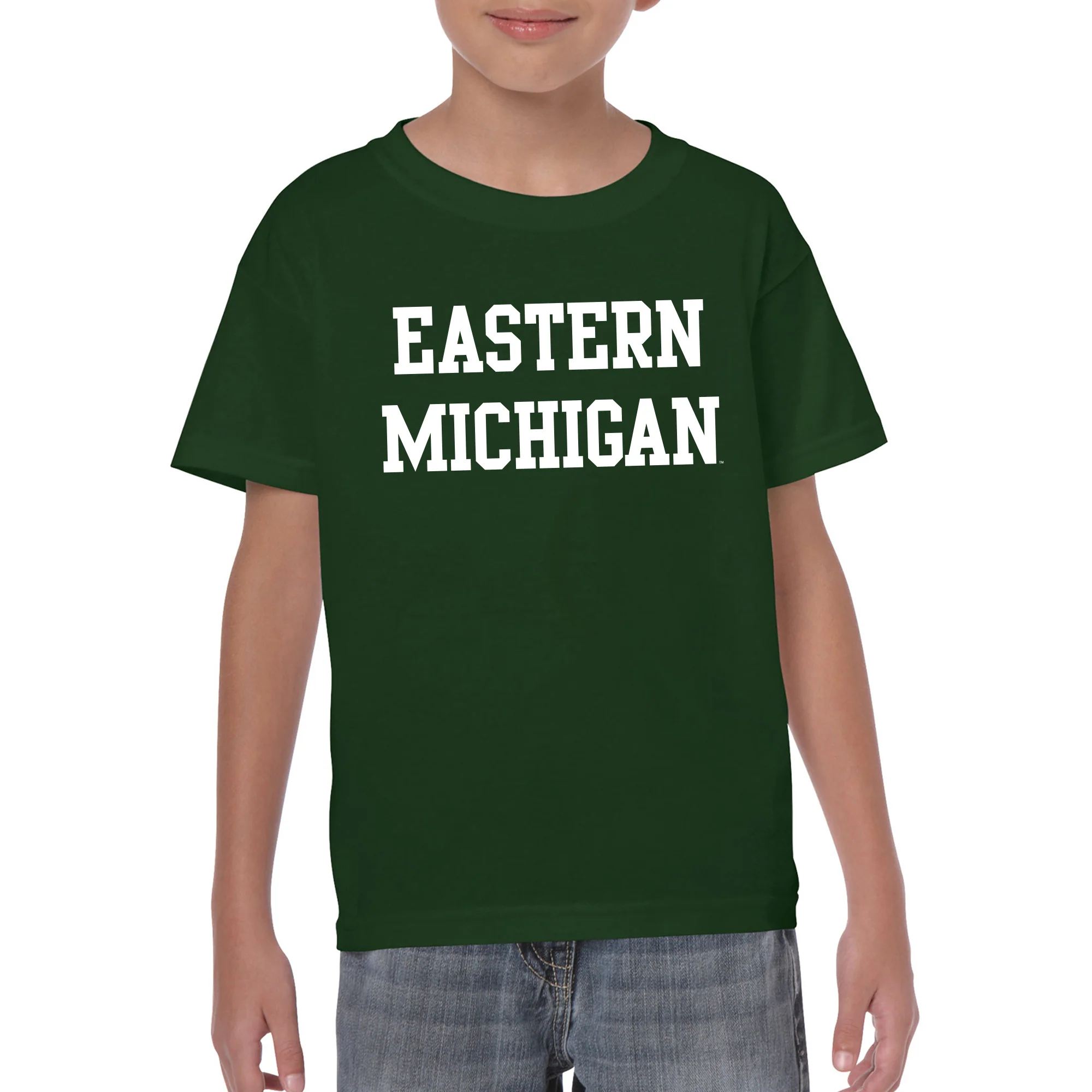 Eastern Michigan University Eagles Basic Block Youth Short Sleeve T Shirt - Forest - Image 3