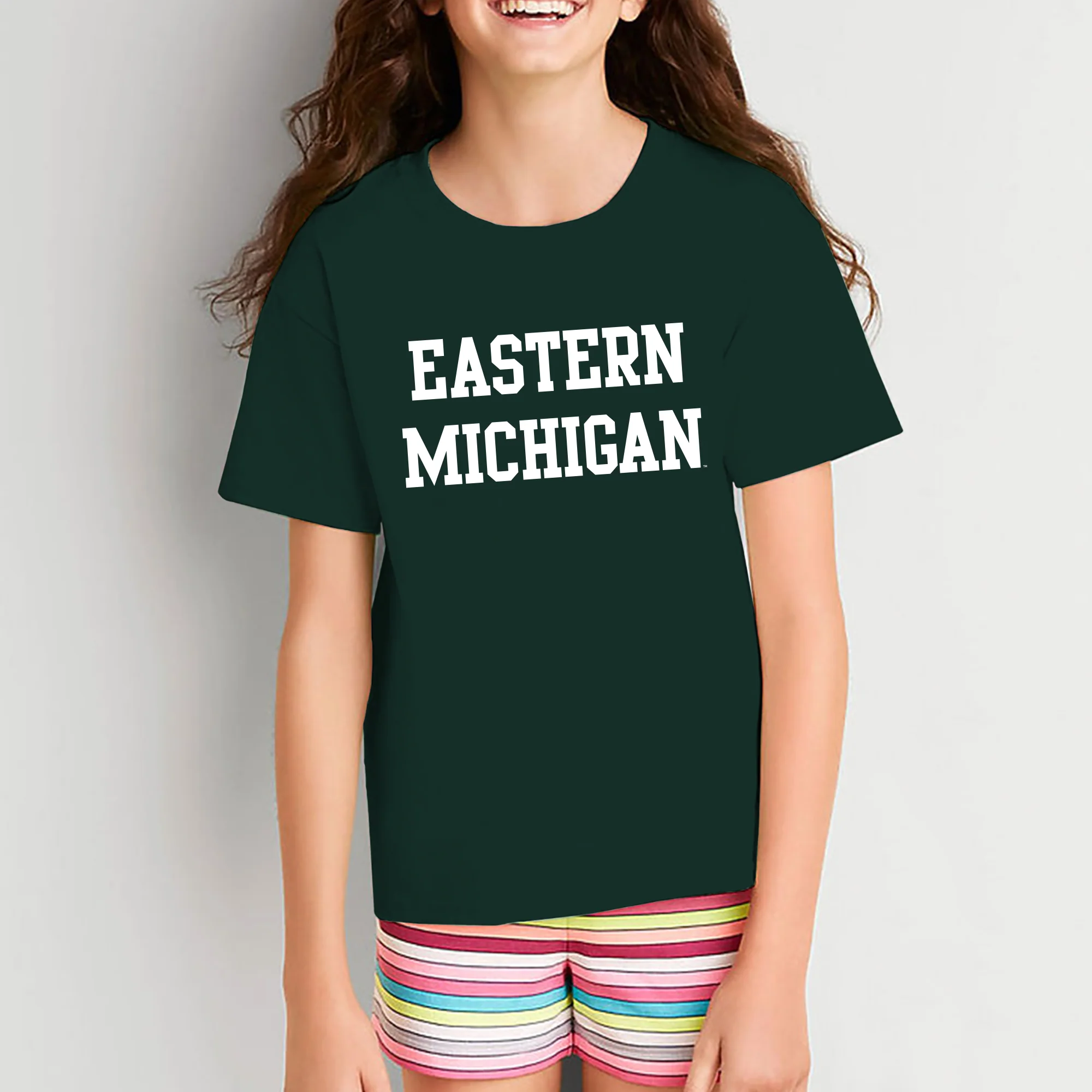 Eastern Michigan University Eagles Basic Block Youth Short Sleeve T Shirt - Forest - Image 4