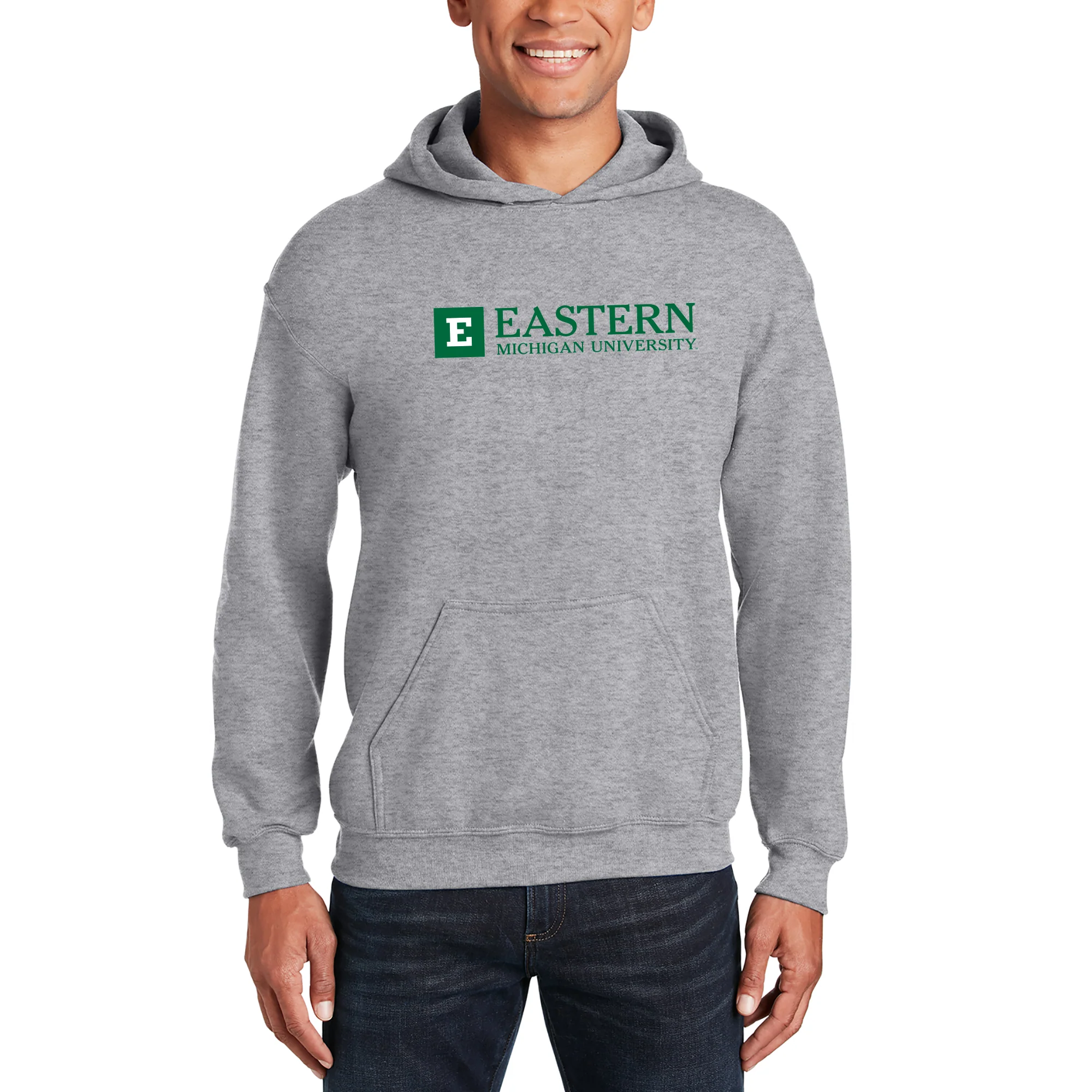 Eastern Michigan Institutional Logo Hoodie - Sport Grey - Image 3