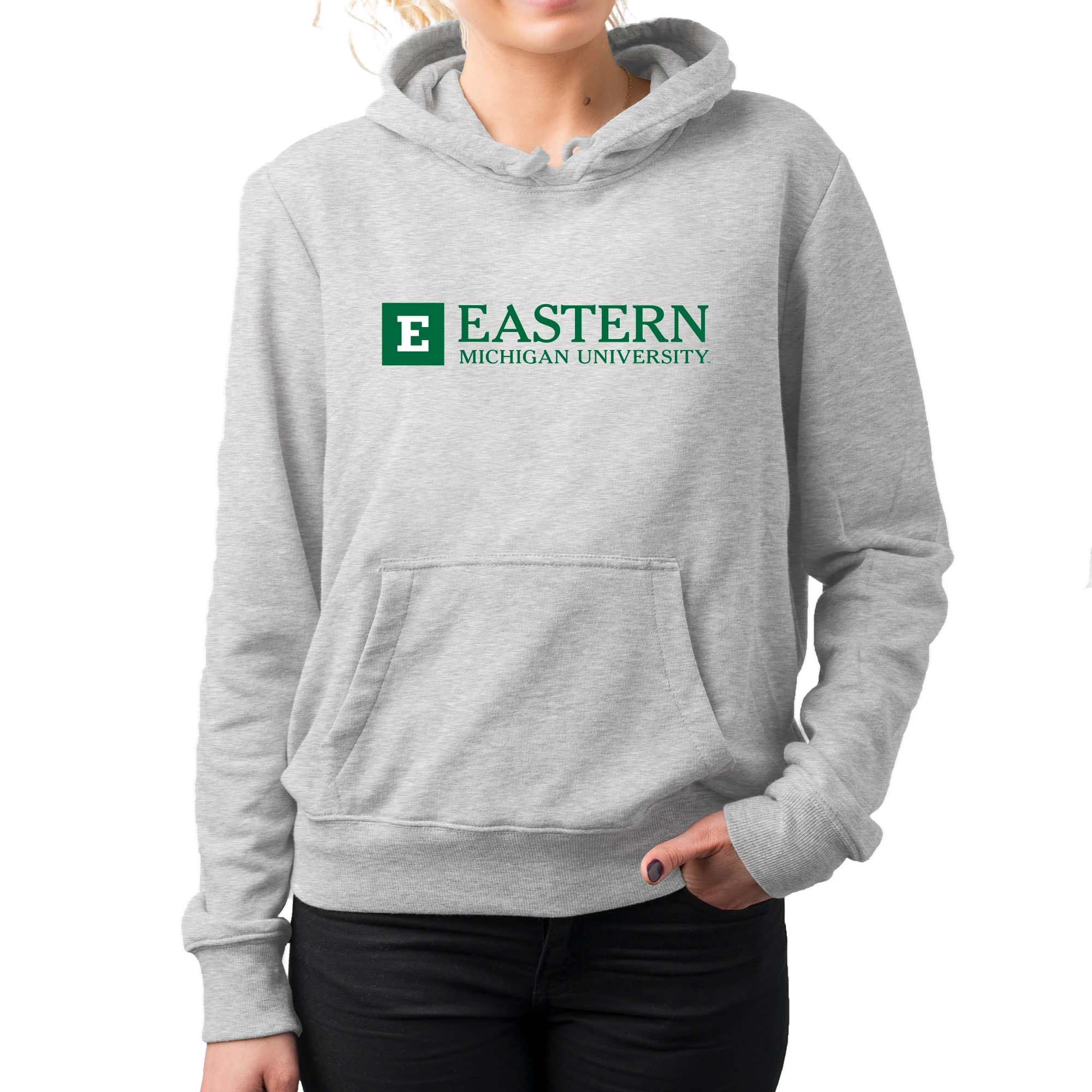 Eastern Michigan Institutional Logo Hoodie - Sport Grey - Image 4