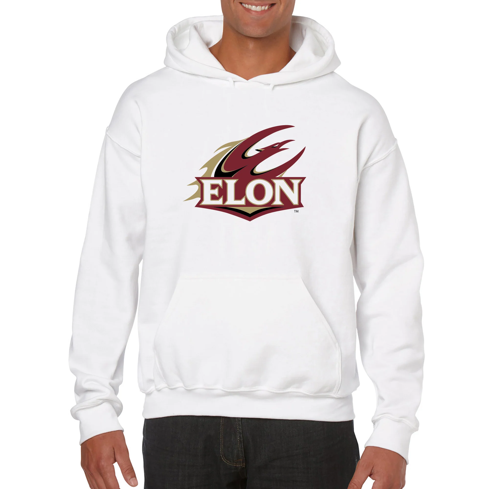 Elon University Phoenix Primary Logo Hoodie - White - Image 3