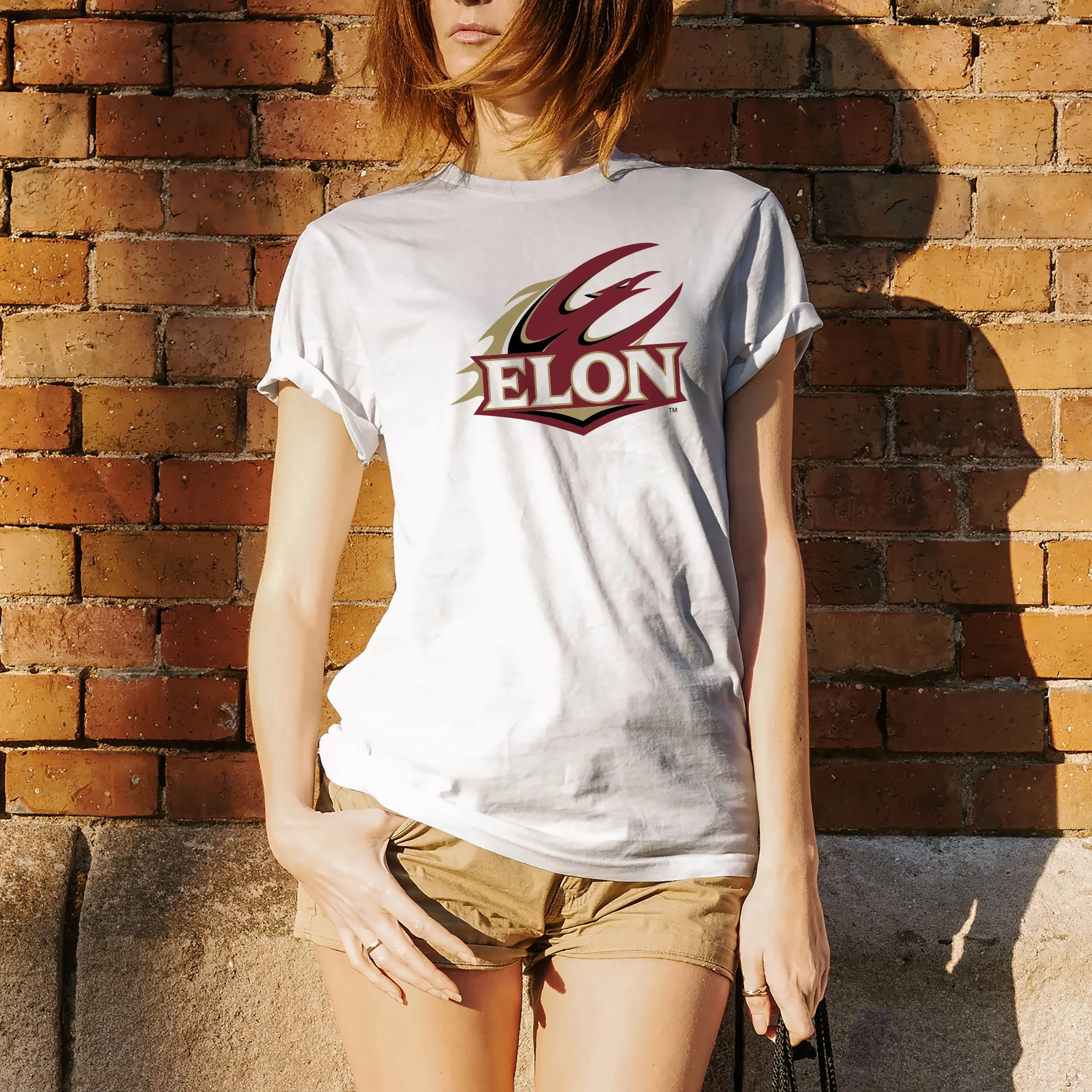 Elon University Phoenix Primary Logo T Shirt - White - Image 4