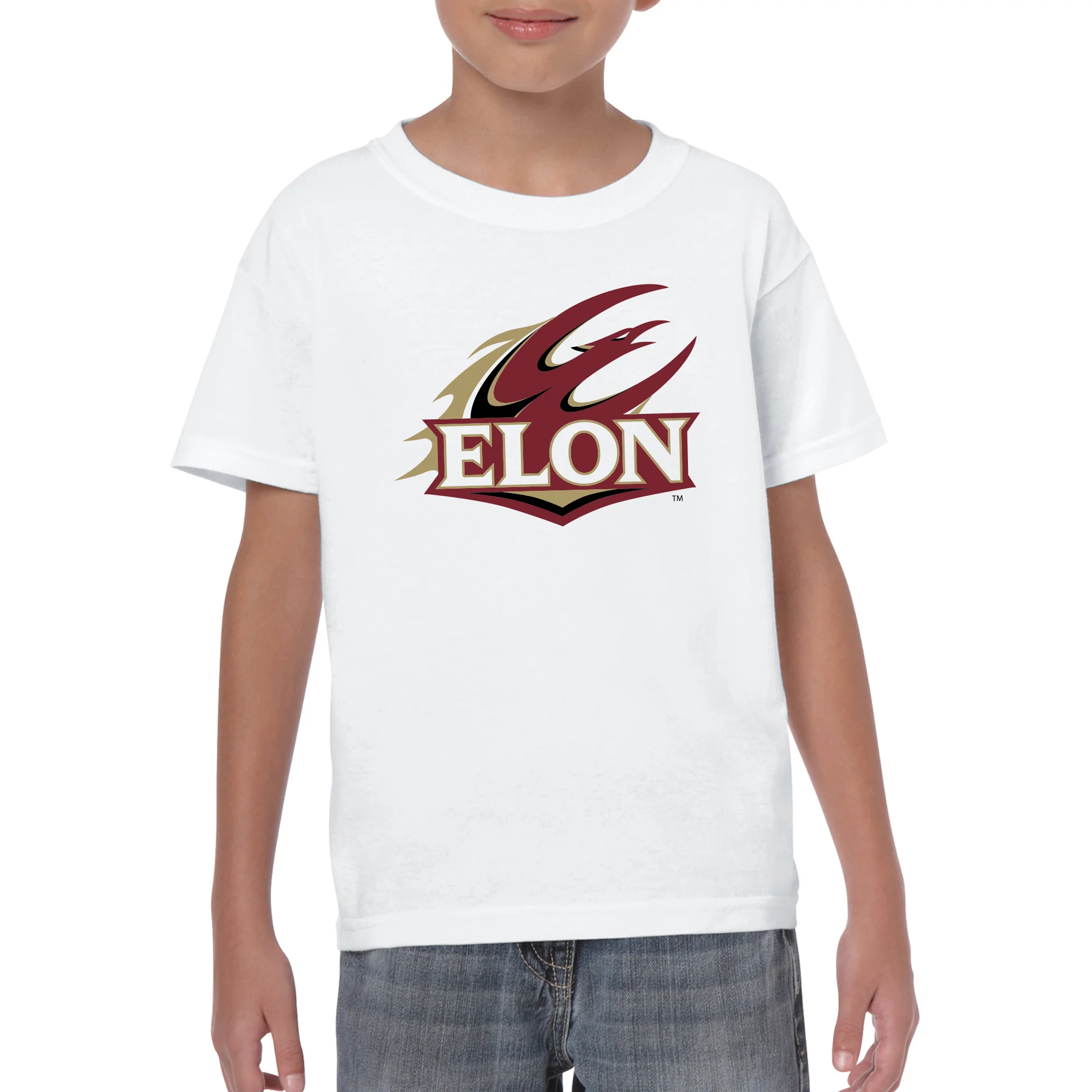 Elon University Phoenix Primary Logo Youth T Shirt - White - Image 3