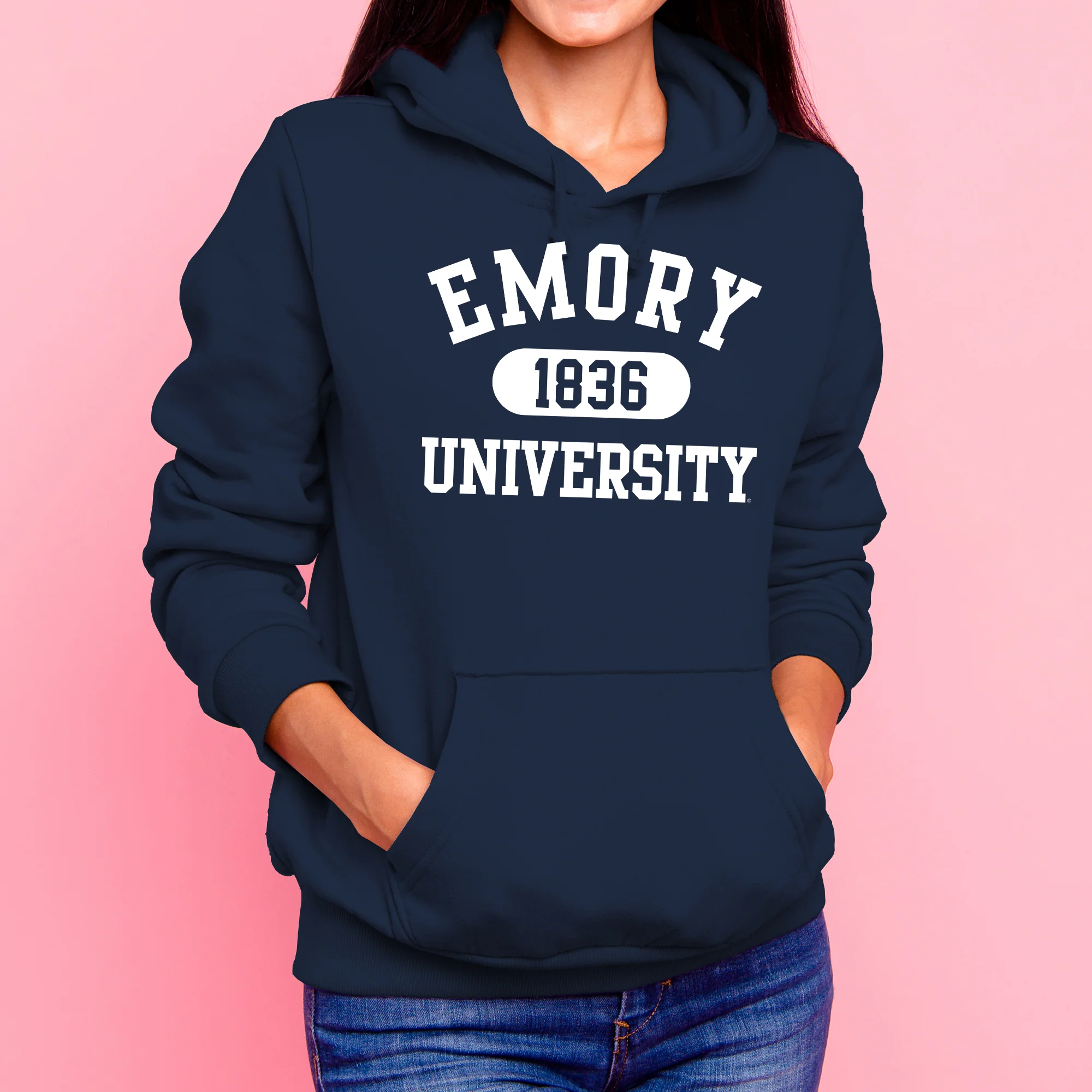 Emory University Eagles Athletic Arch Heavy Blend Hoodie - Navy - Image 4