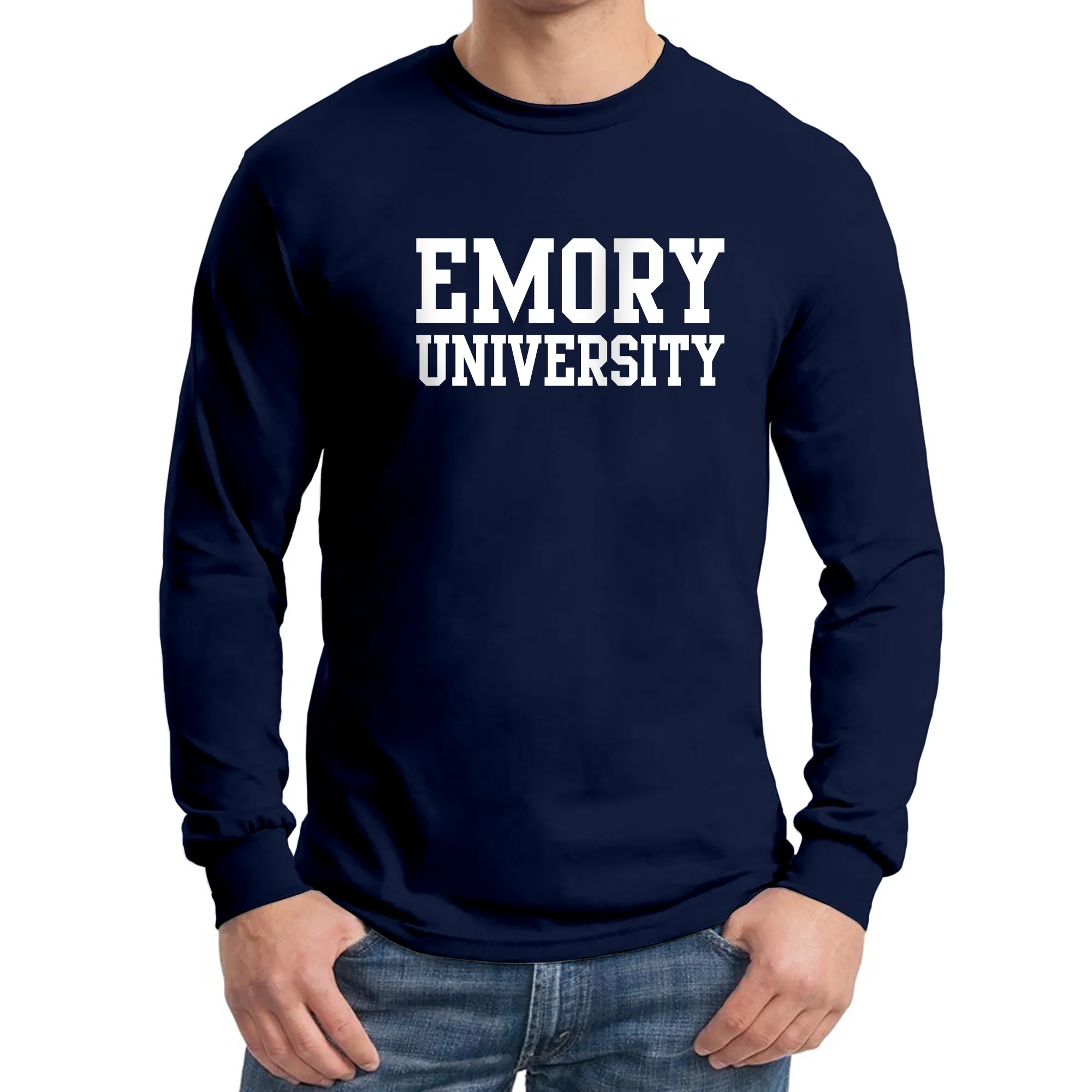Emory University Eagles Basic Block Long Sleeve T-Shirt - Navy - Image 3