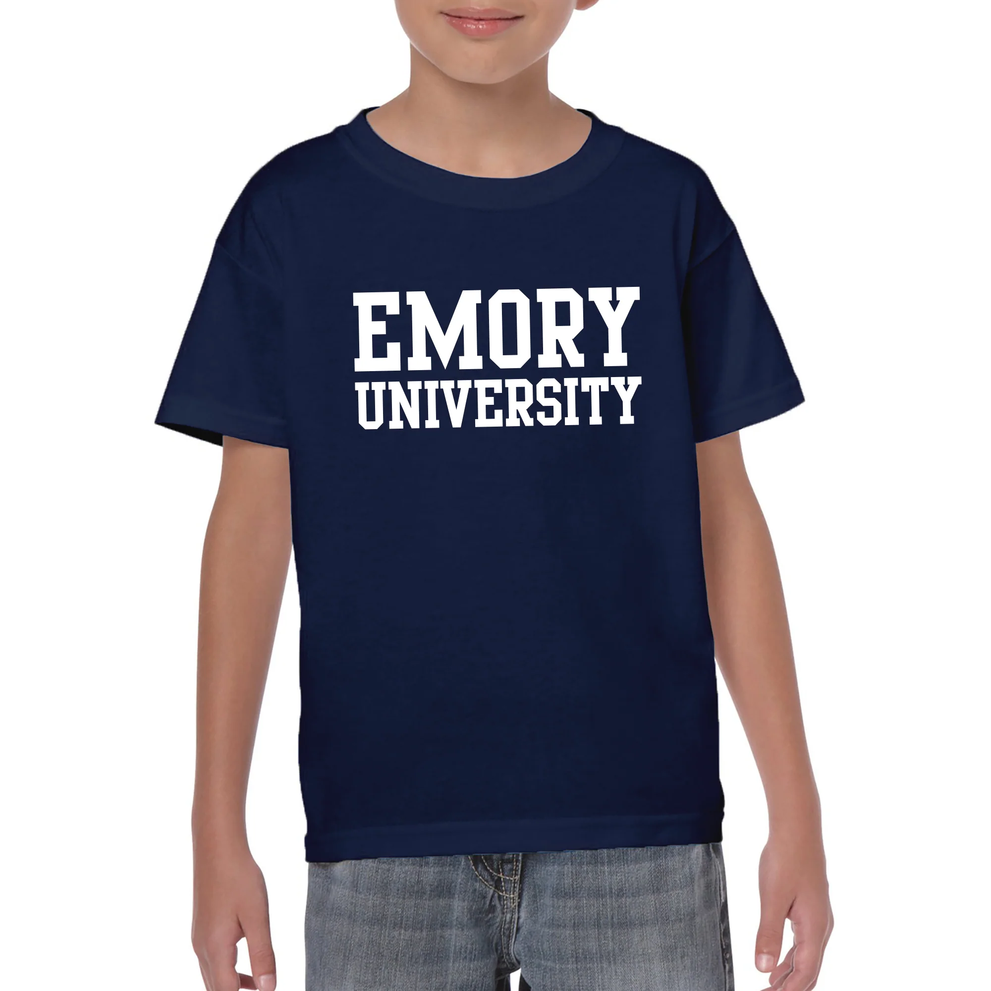 Emory University Eagles Basic Block Youth Short Sleeve T Shirt - Navy - Image 3