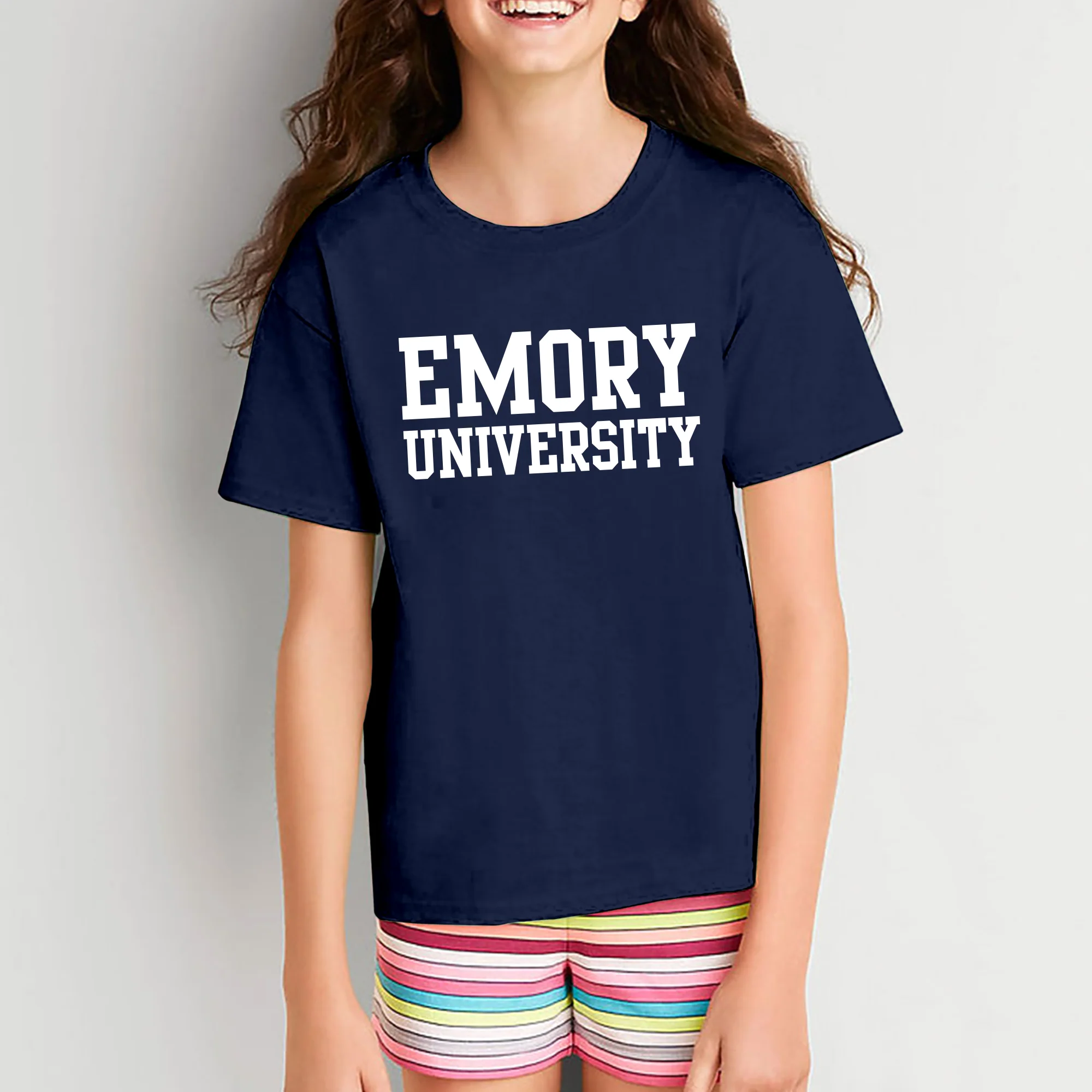Emory University Eagles Basic Block Youth Short Sleeve T Shirt - Navy - Image 4