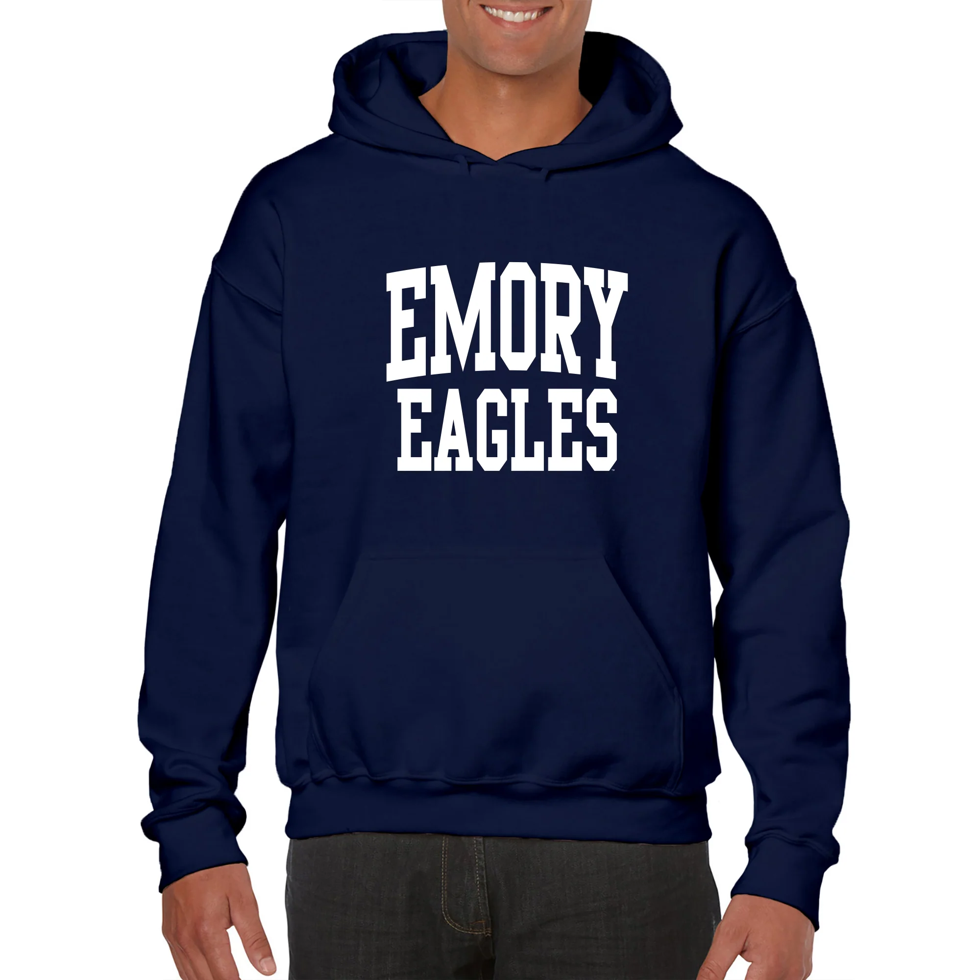 Emory University Eagles Front Back Print Heavy Blend Hoodie - Navy - Image 3
