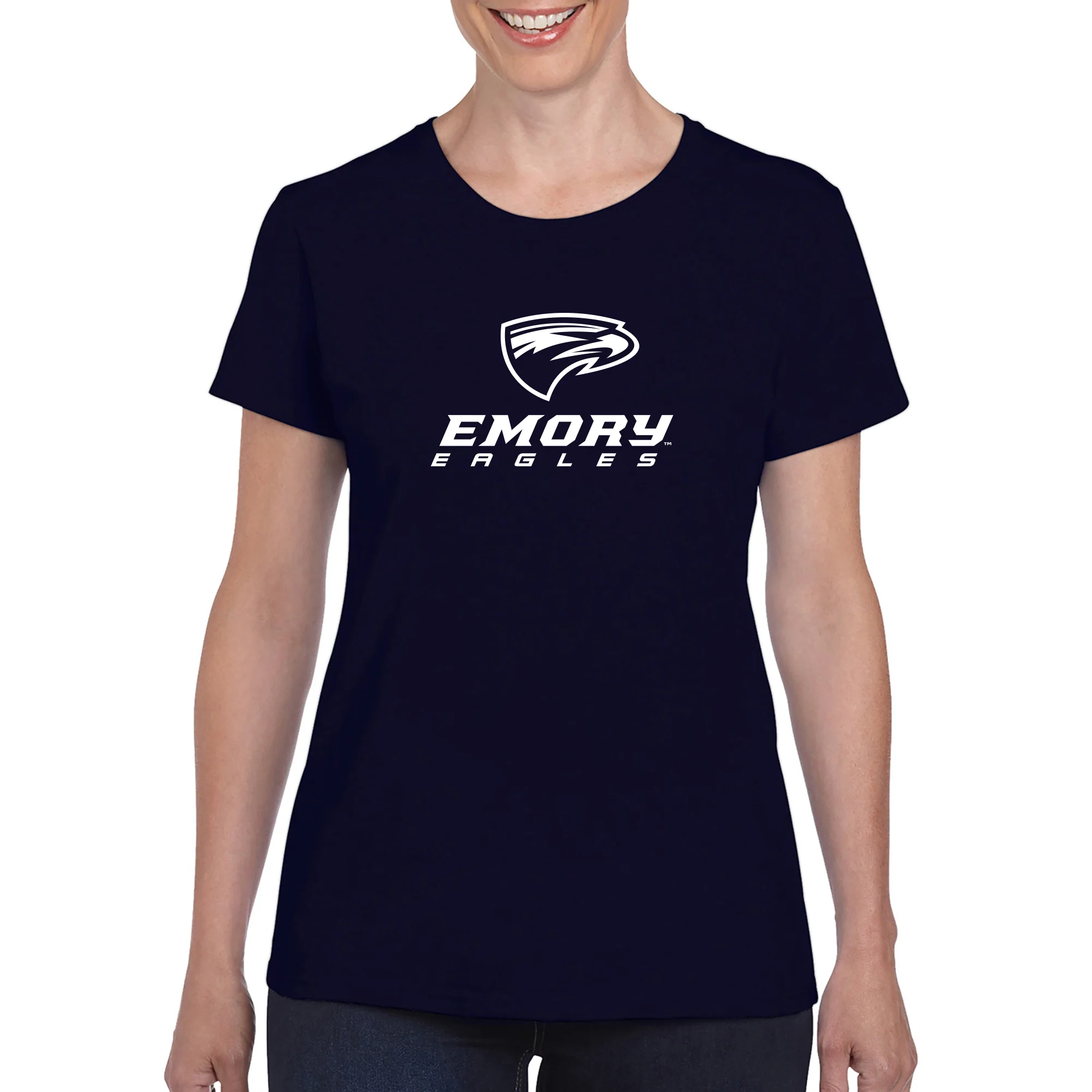 Emory University Eagles Primary Logo Women's Short Sleeve T Shirt - Navy - Image 3