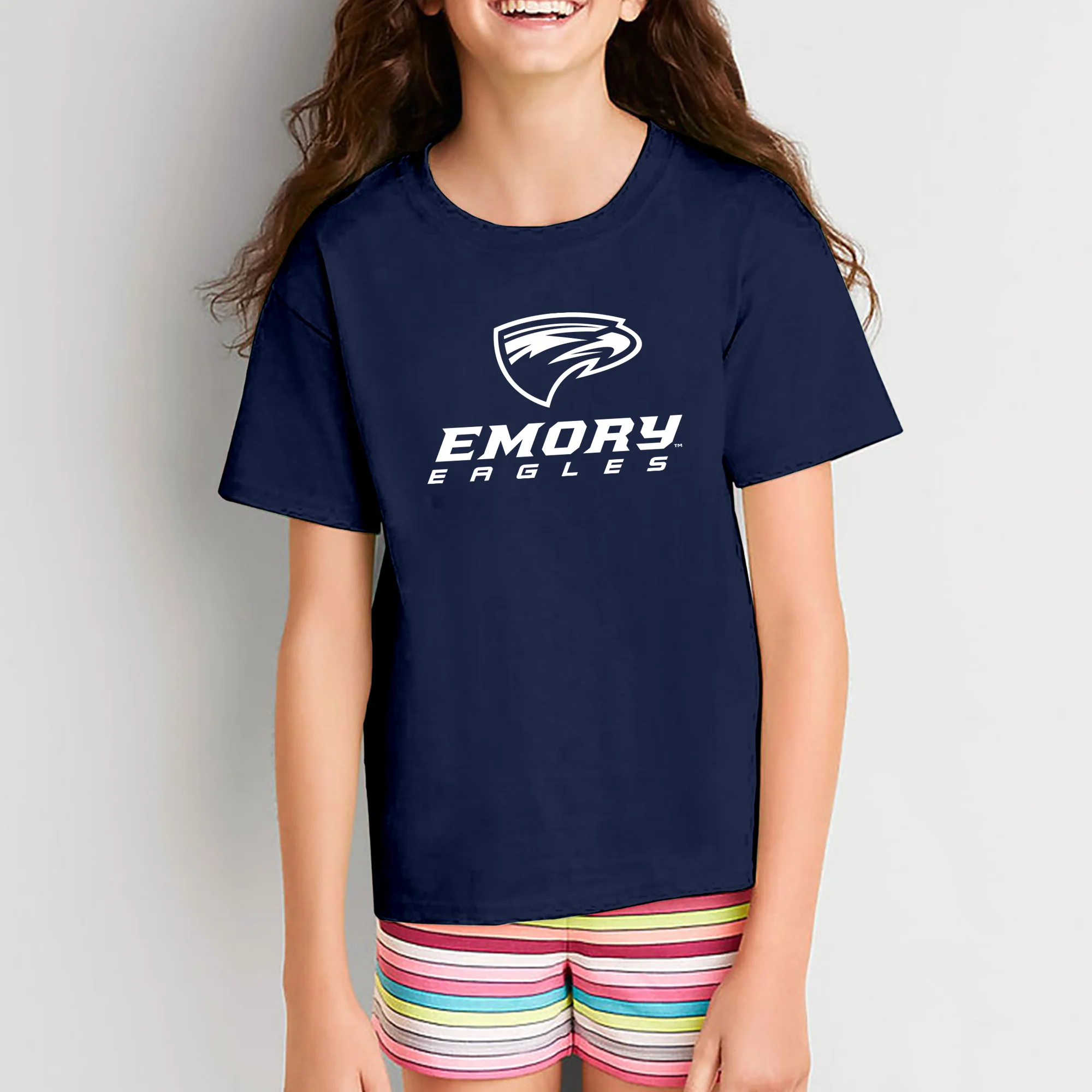 Emory University Eagles Primary Logo Youth Short Sleeve T Shirt - Navy - Image 4