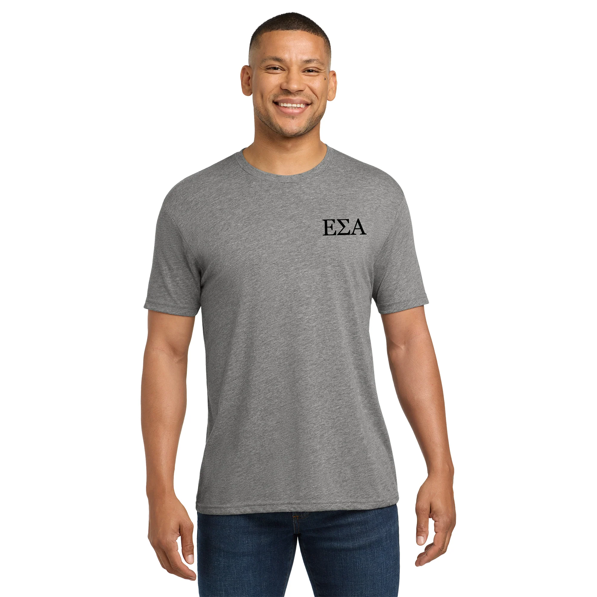 Epsilon Sigma Alpha Greek LC & Back Print Triblend T-Shirt - Premium Heather - Image 3