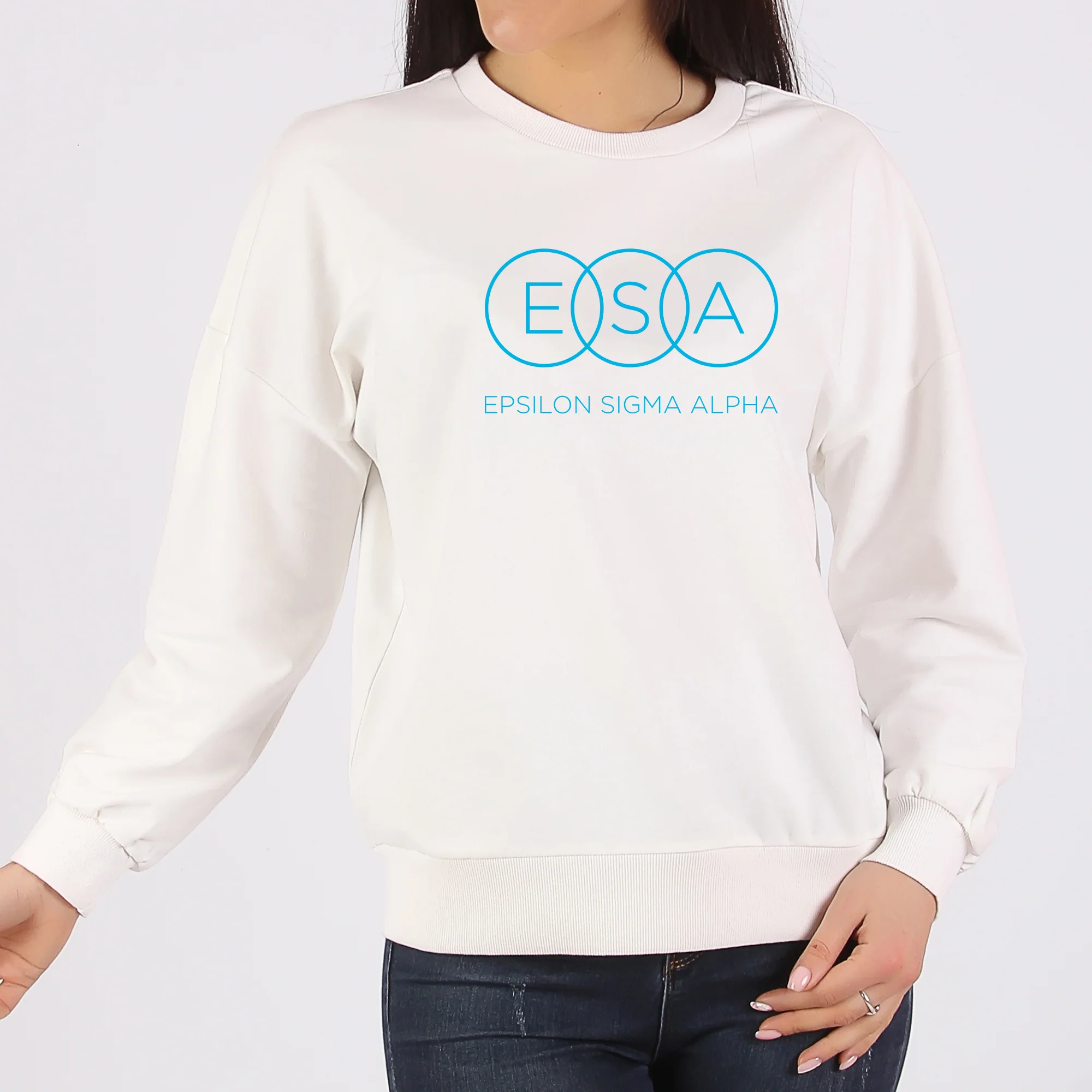 Epsilon Sigma Alpha Primary Logo Crewneck Sweatshirt - White - Image 4