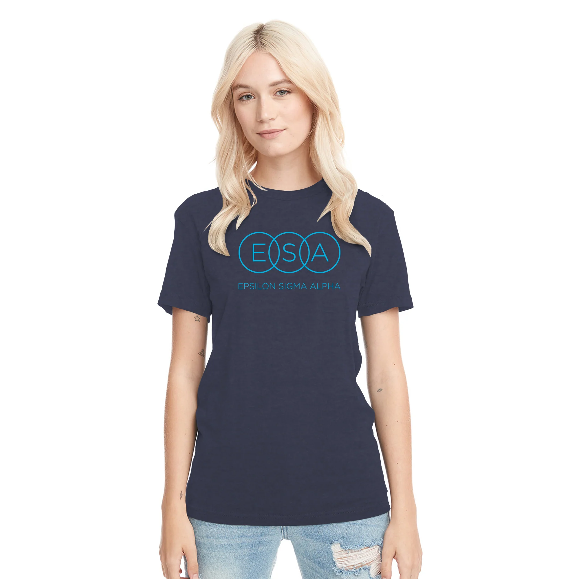 Epsilon Sigma Alpha Primary Logo NLA Triblend T-Shirt - Vintage Navy - Image 4