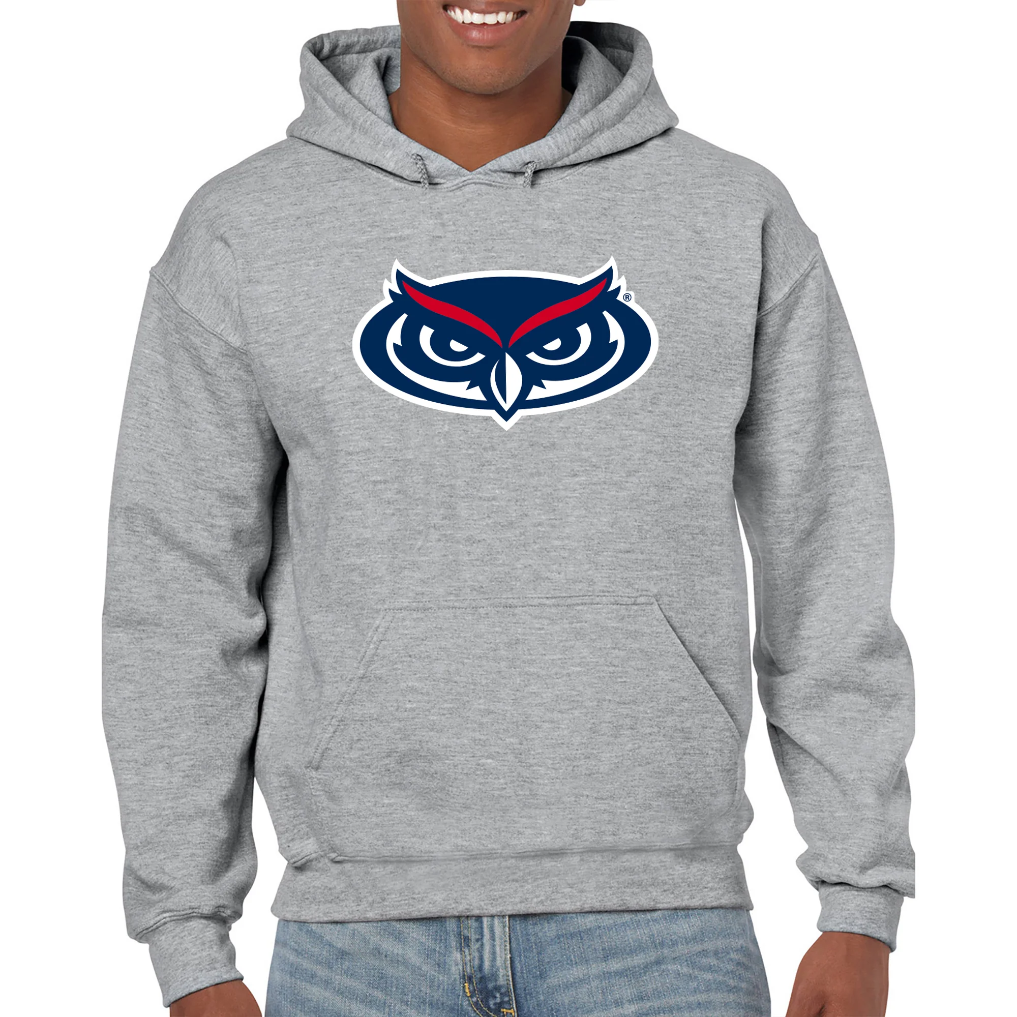 Florida Atlantic Owls Primary Logo Hoodie - Sport Grey - Image 3