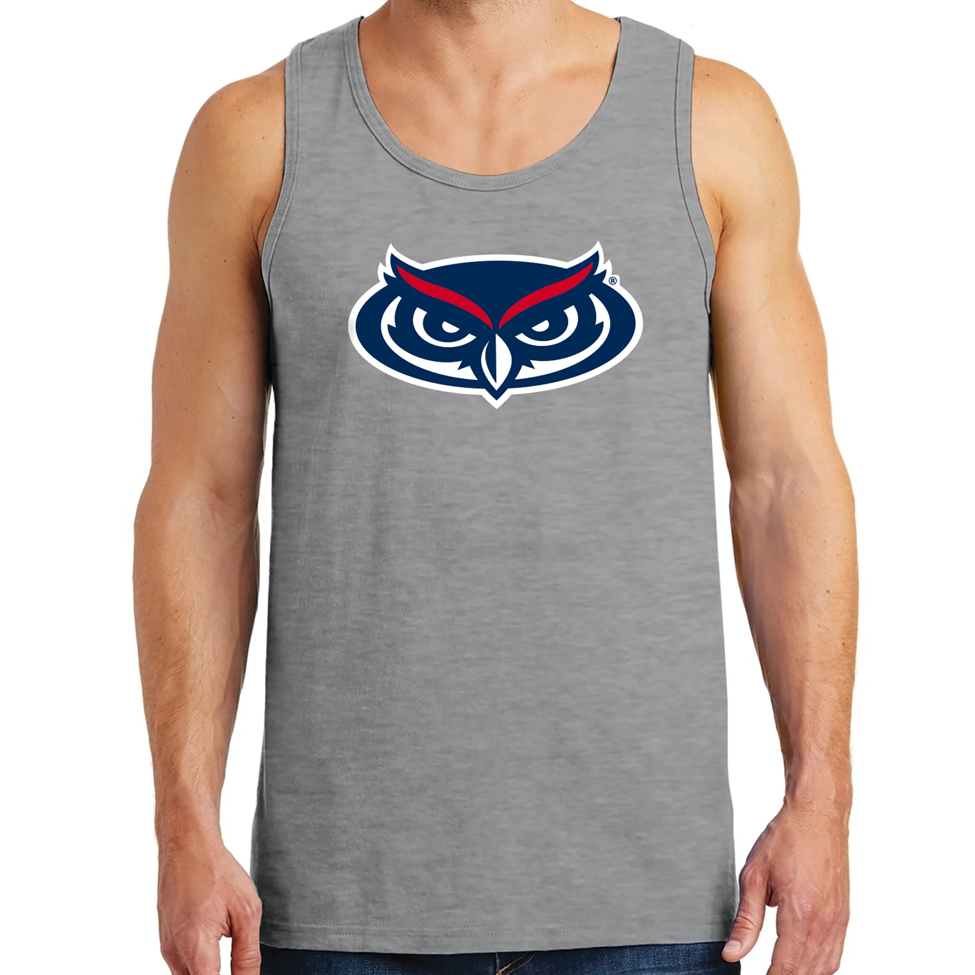 Florida Atlantic Owls Primary Logo Tank Top - Sport Grey - Image 3