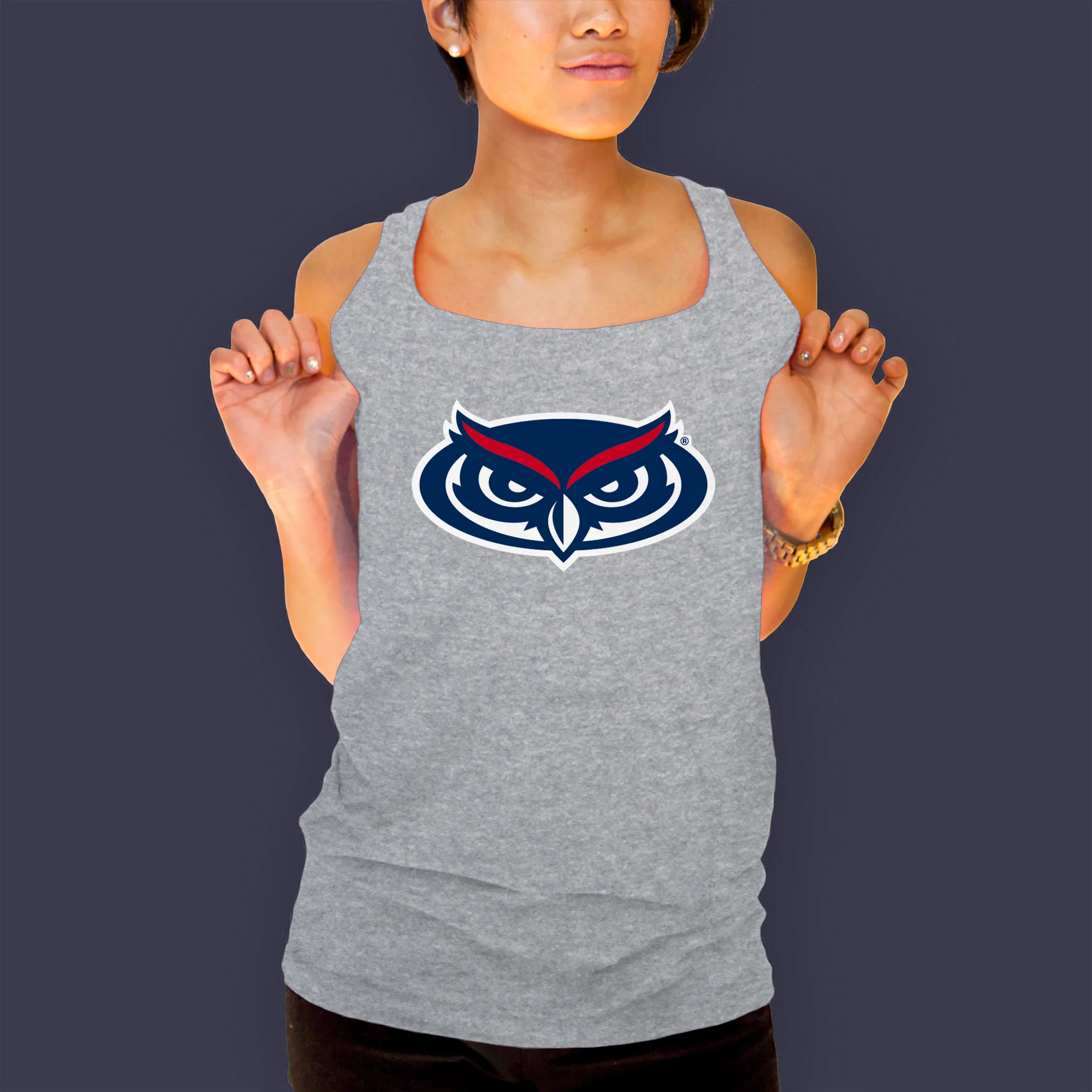 Florida Atlantic Owls Primary Logo Tank Top - Sport Grey - Image 4