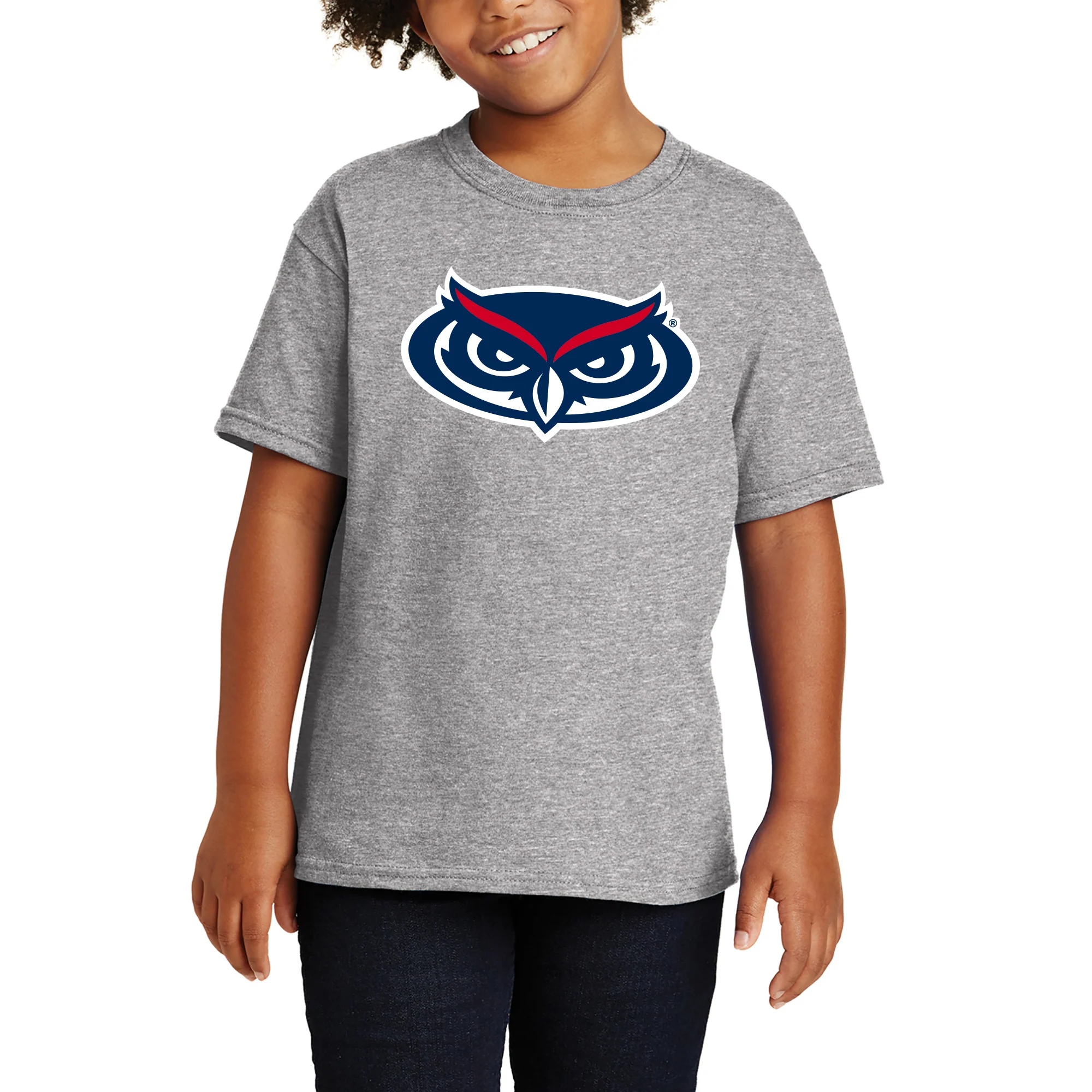 Florida Atlantic Owls Primary Logo Youth T Shirt - Sport Grey - Image 3