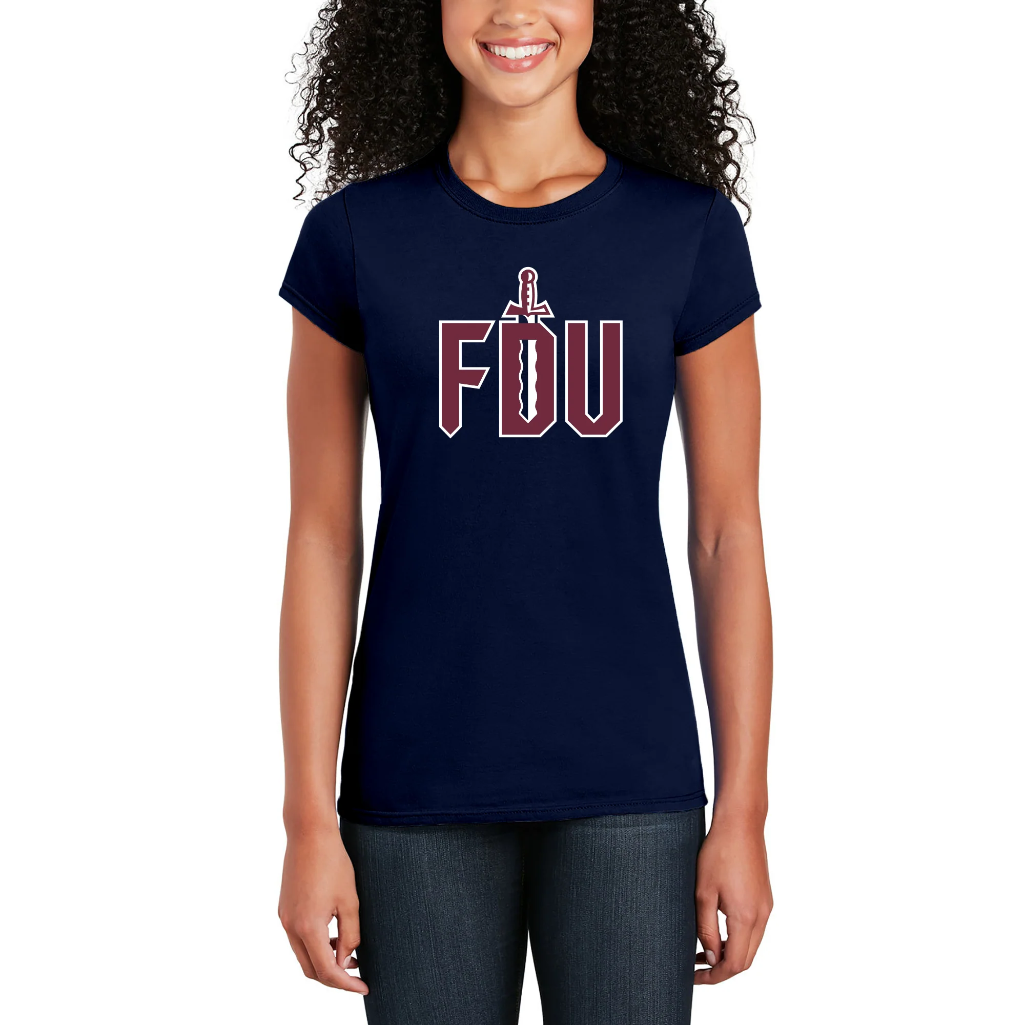 FDU Knights Primary Logo Women's T-Shirt - Navy - Image 3