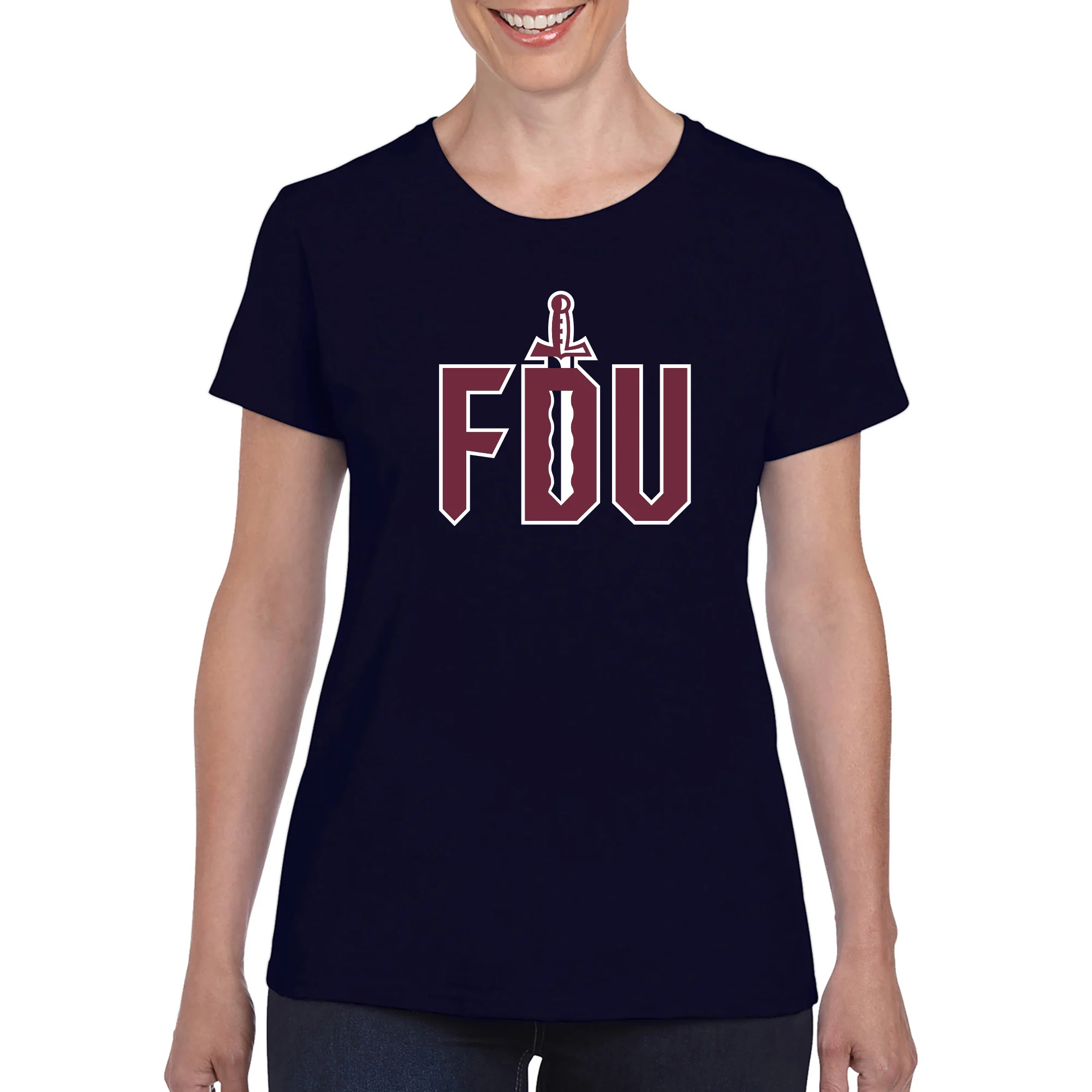 FDU Knights Primary Logo Women's T-Shirt - Navy - Image 4