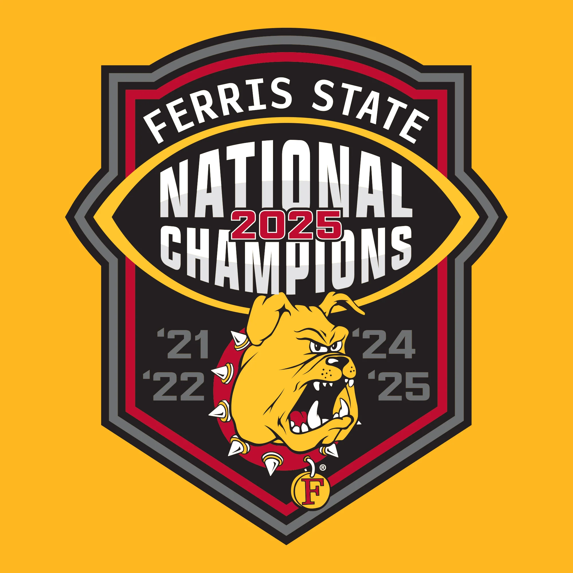 Ferris State 2025 Football National Champions Crewneck Sweatshirt - Gold - Image 2