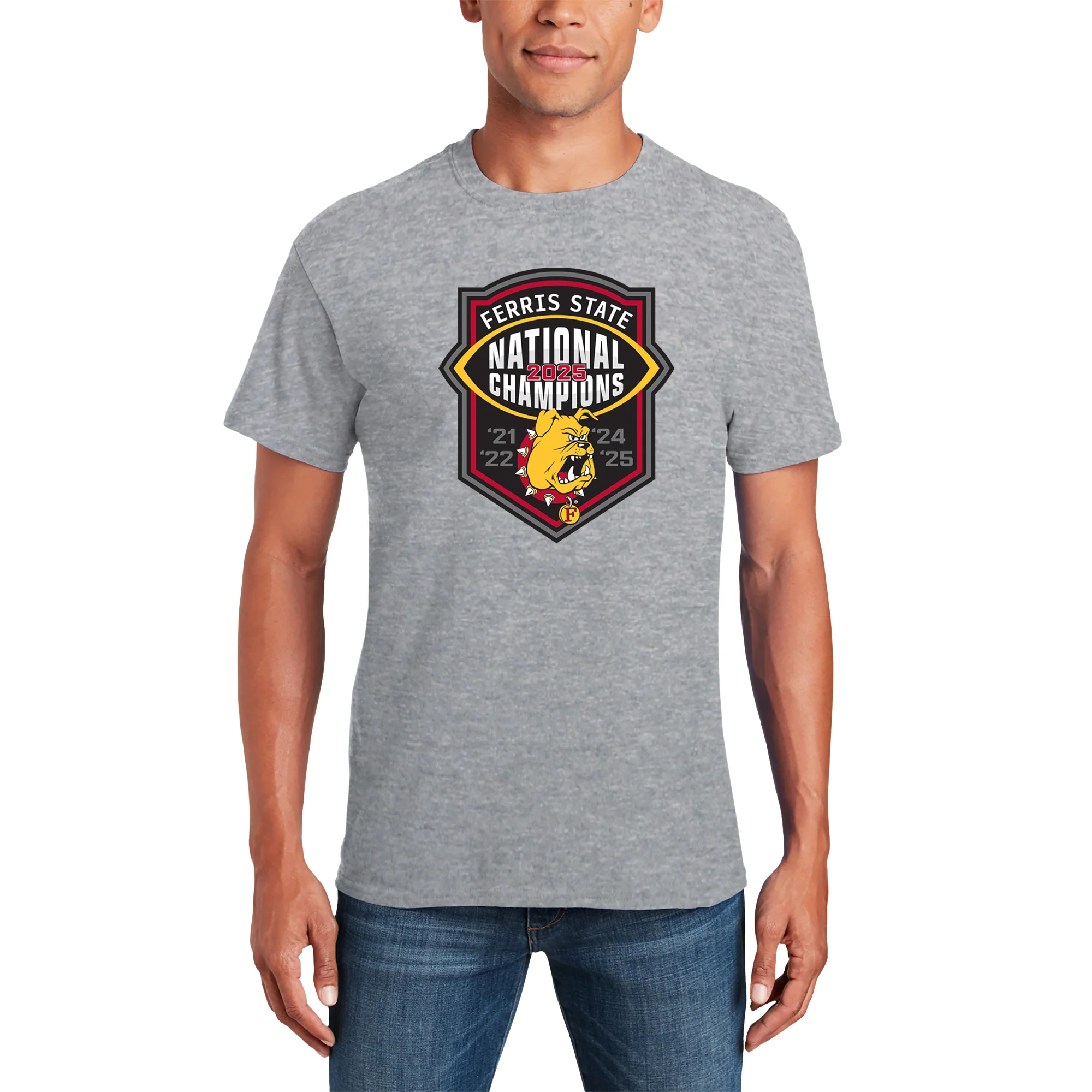 Ferris State 2025 Football National Champions T-Shirt - Sport Grey - Image 3