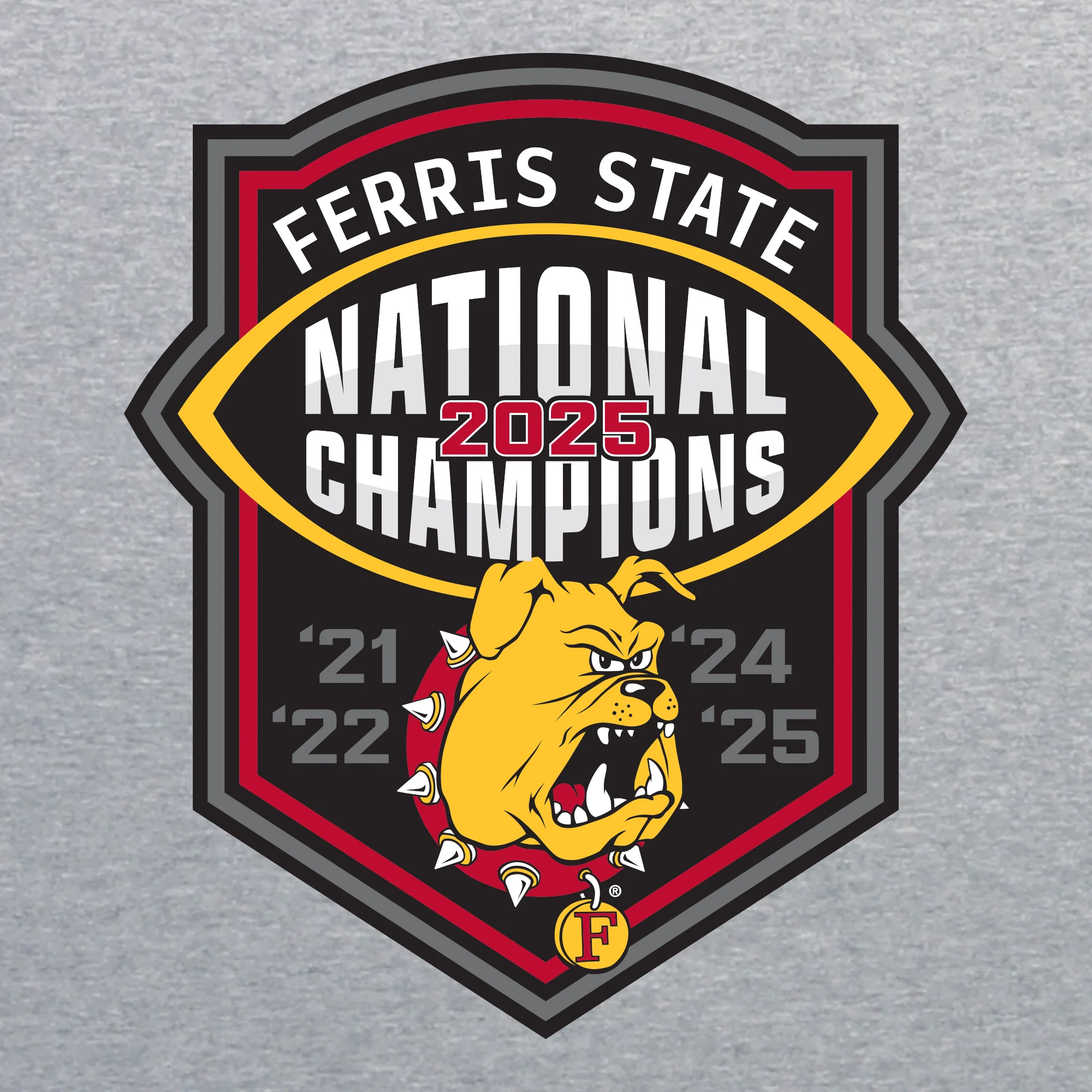 Ferris State 2025 Football National Champions Youth T-Shirt - Sport Grey - Image 2