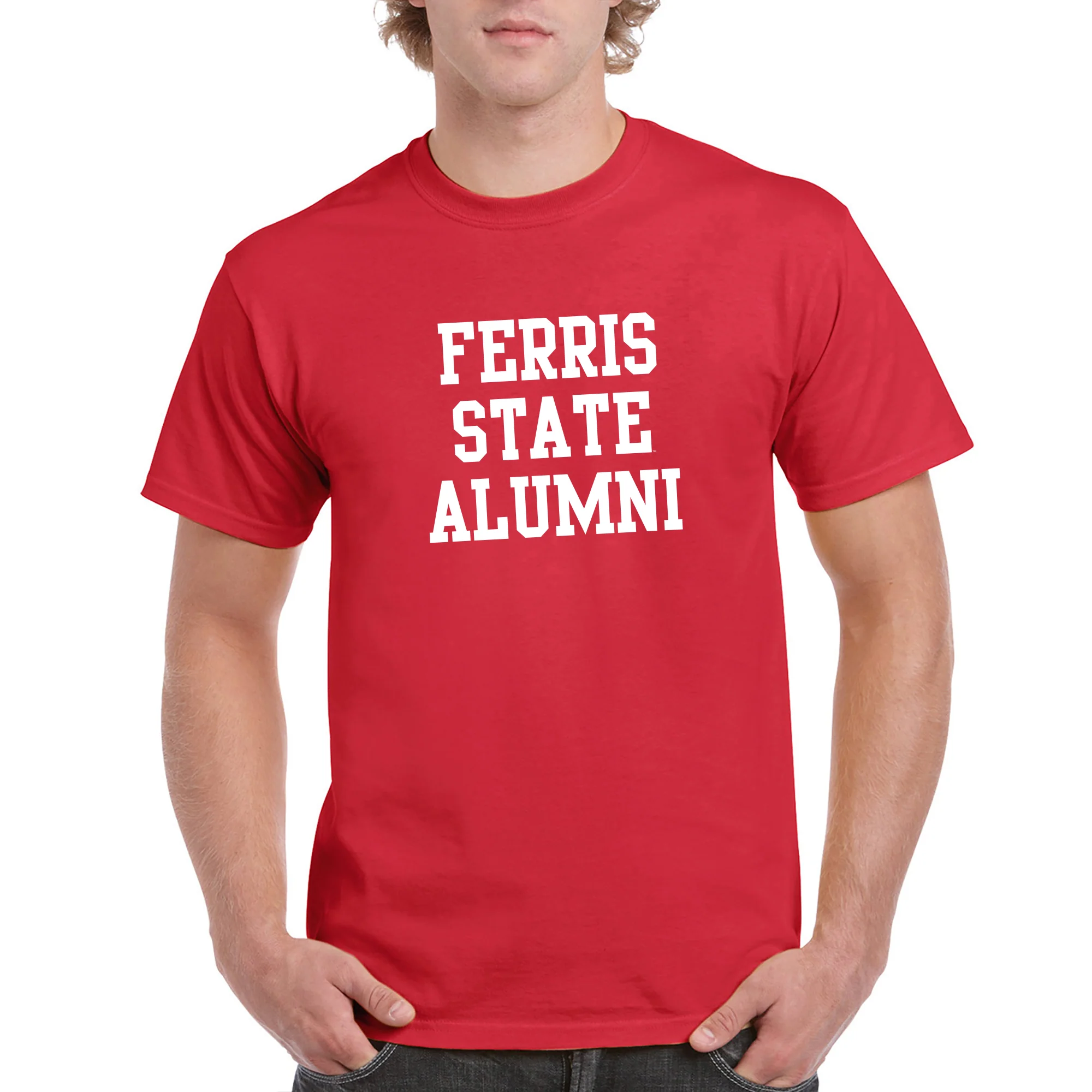 Ferris State University Bulldogs Alumni Basic Block Short Sleeve T Shirt - Red - Image 4