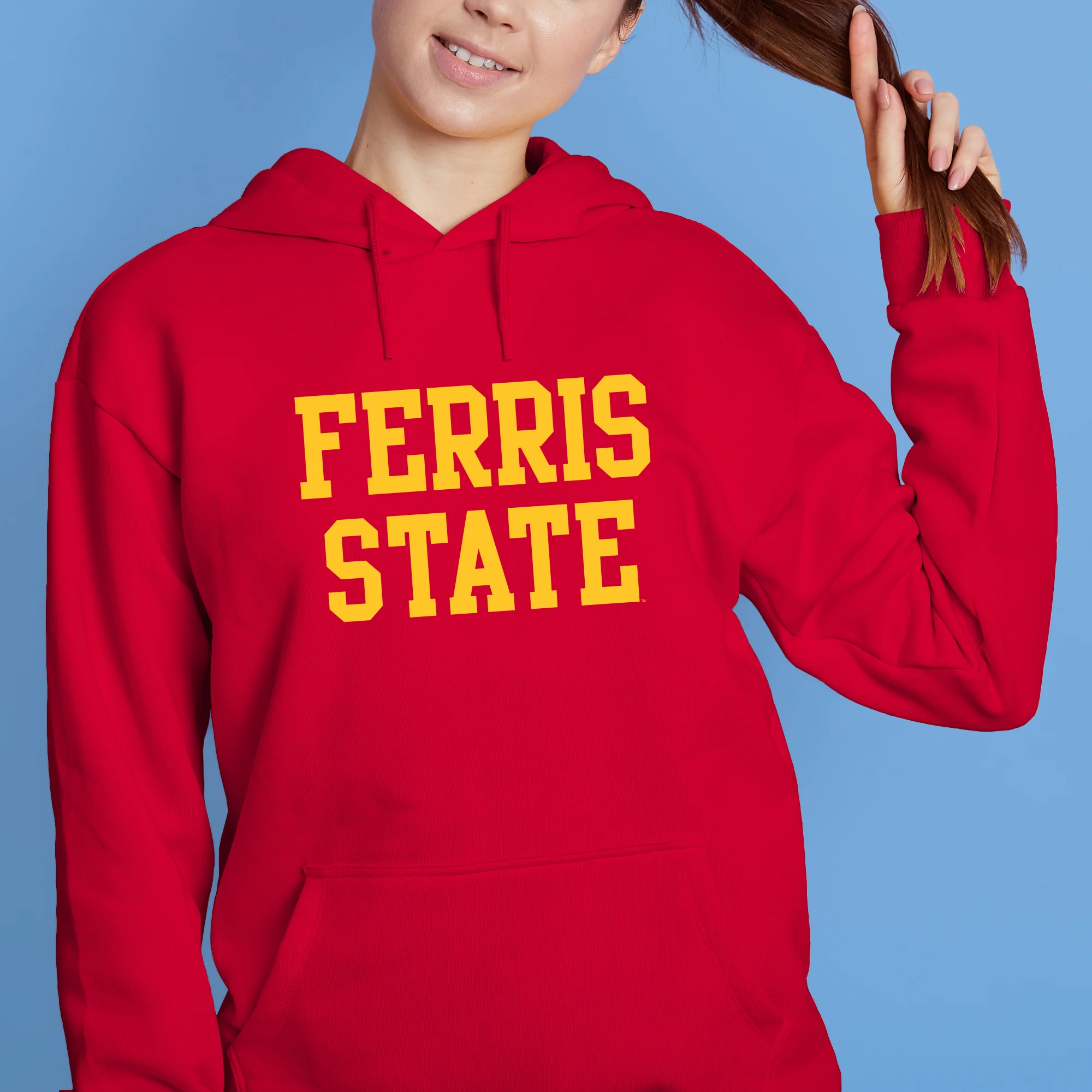 Ferris State University Bulldogs Basic Block Hoodie - Red - Image 5