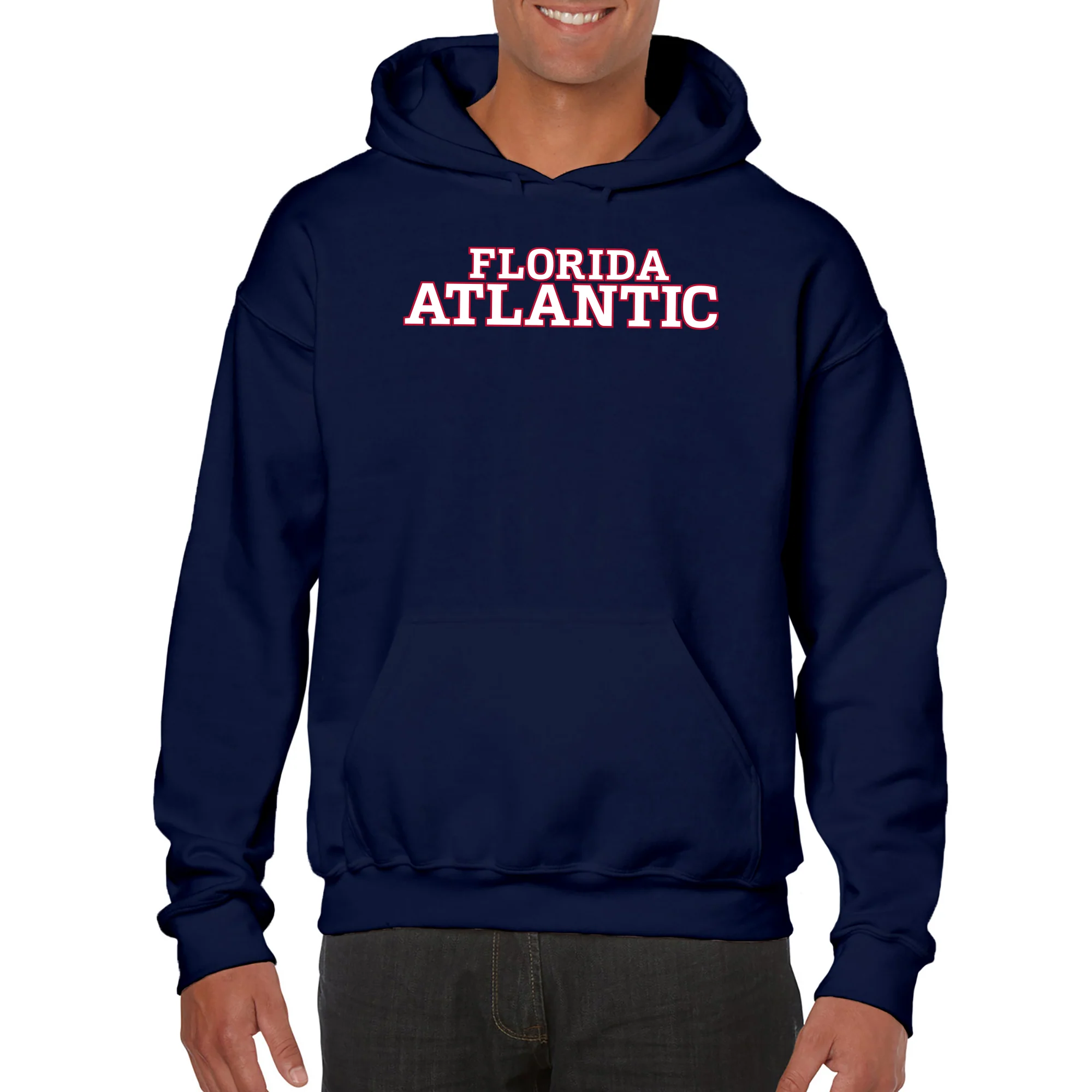 Florida Atlantic University Owls Basic Block Heavy Blend Hoodie - Navy - Image 3