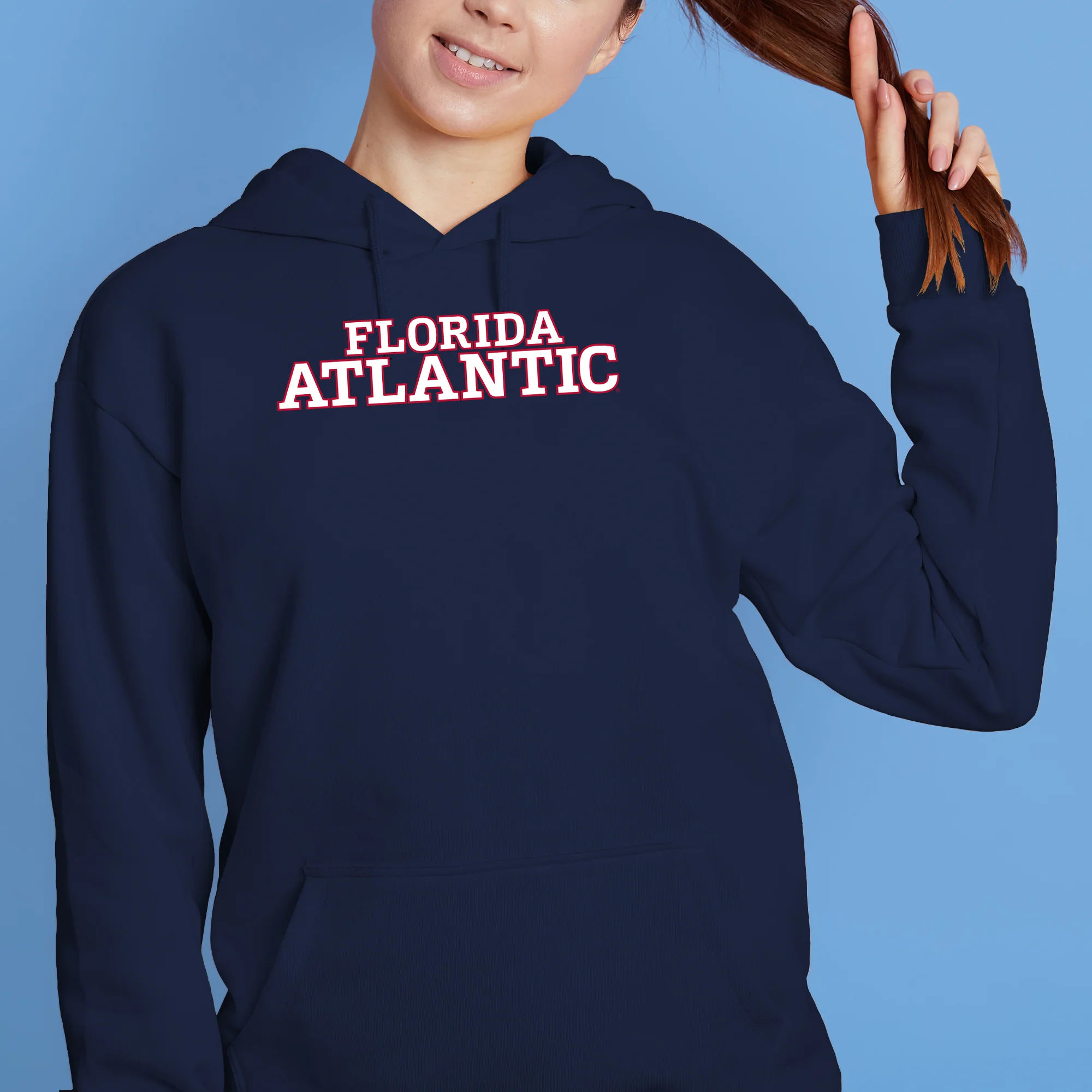 Florida Atlantic University Owls Basic Block Heavy Blend Hoodie - Navy - Image 4