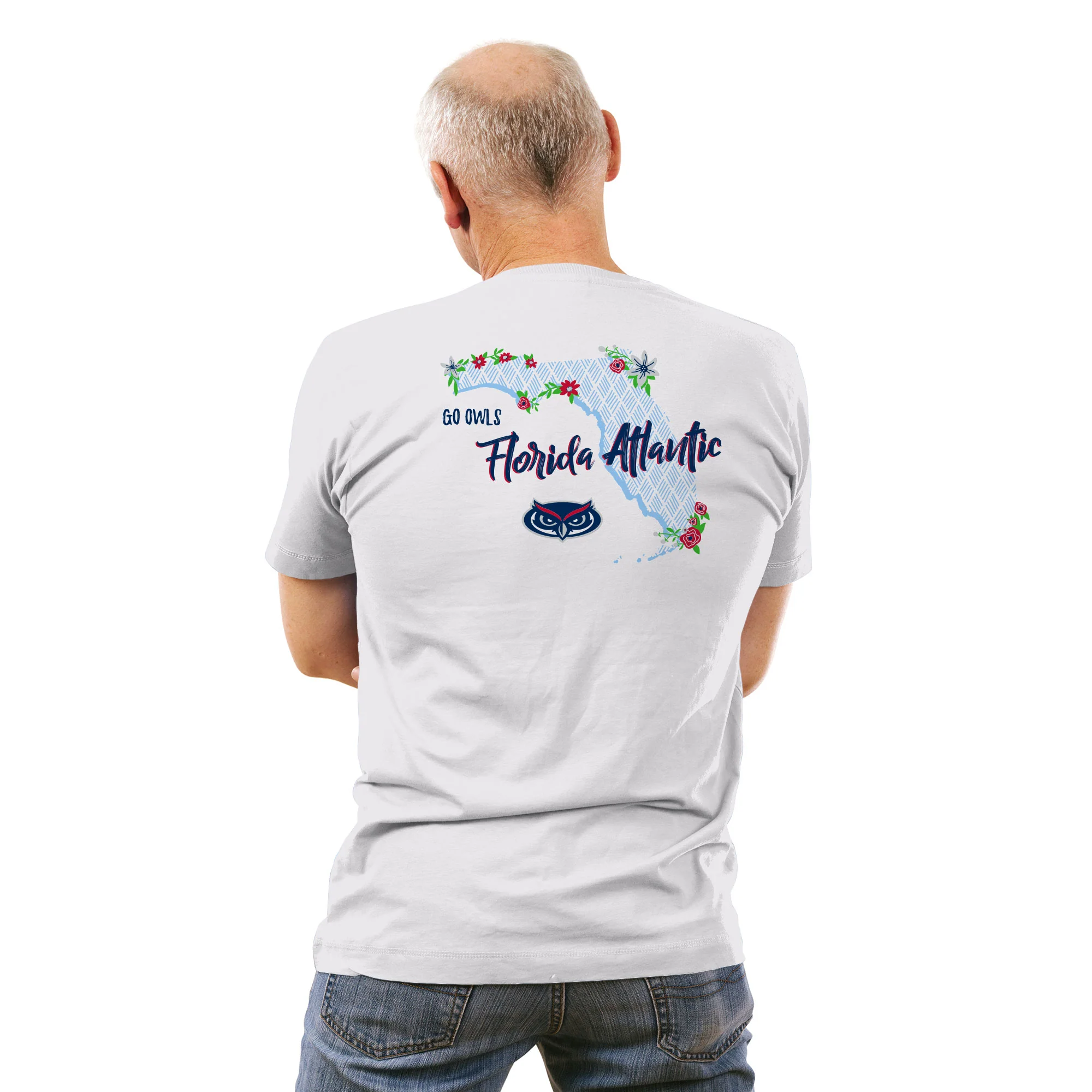 Florida Atlantic University Owls Floral State Comfort Colors Short Sleeve T Shirt - White - Image 5
