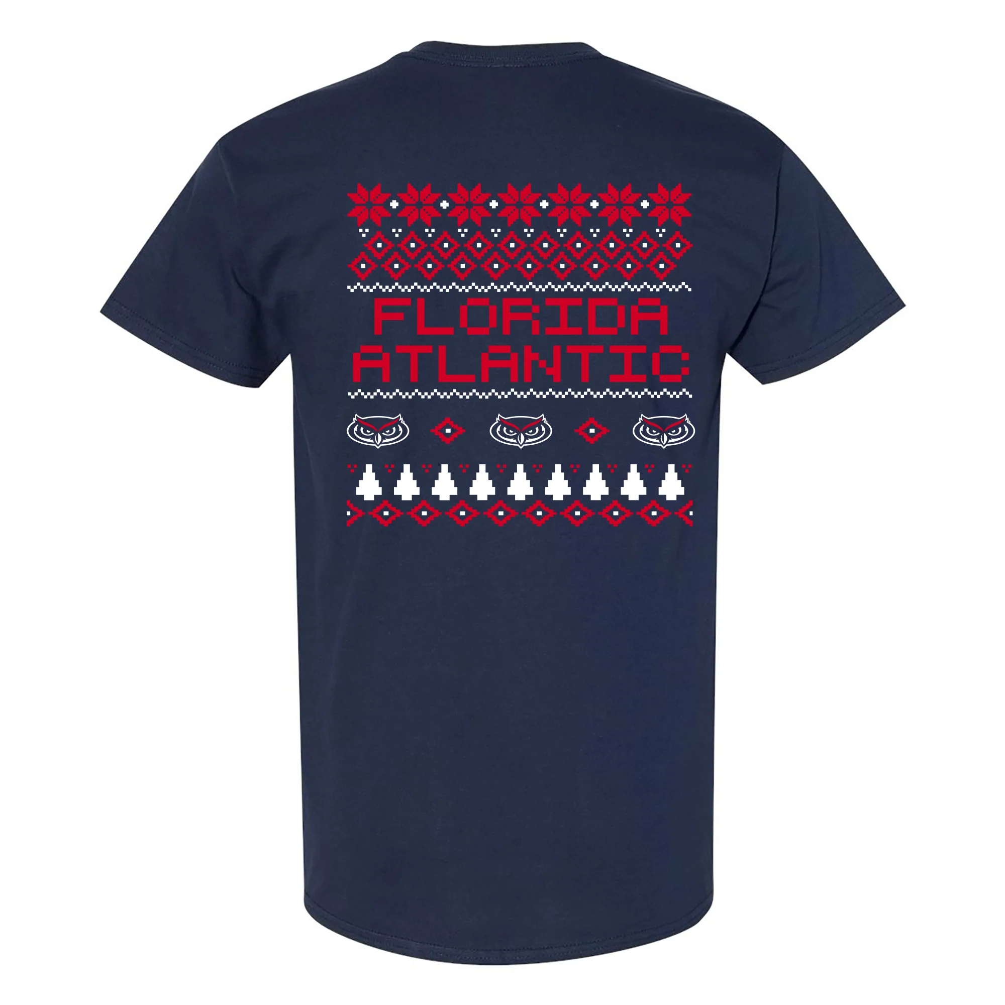 Florida Atlantic Holiday Sweater T-Shirt - Navy - Image 4