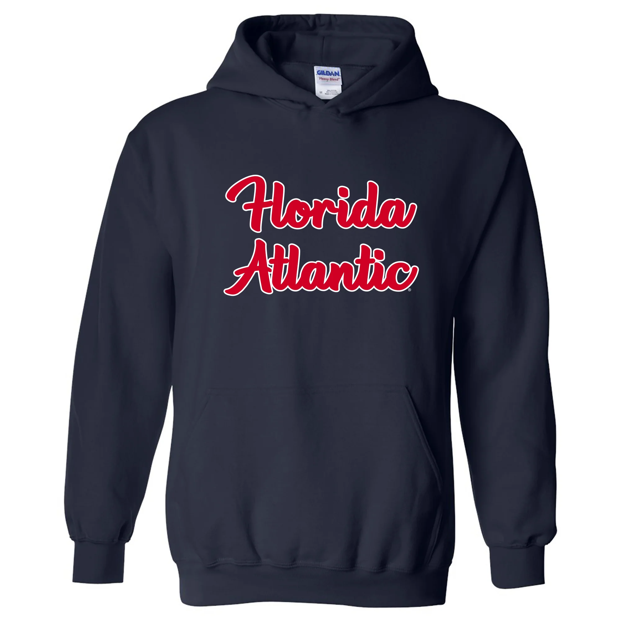 Florida Atlantic University Owls Basic Script Heavy Blend Hoodie - Navy