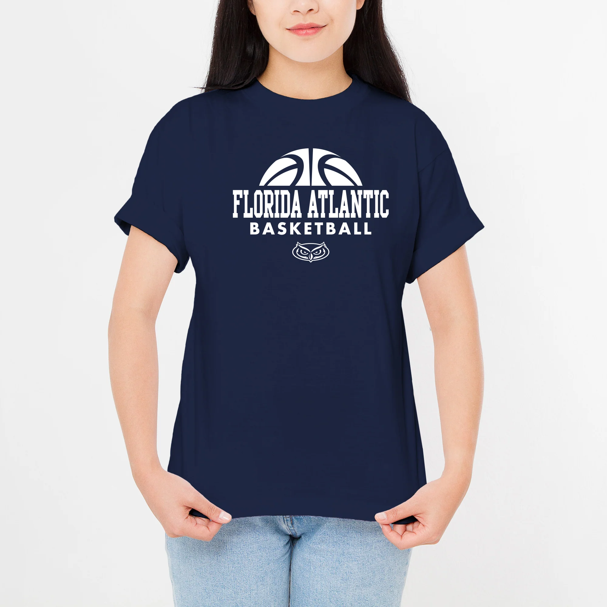 Florida Atlantic Owls Basketball Hype T Shirt - Navy - Image 4