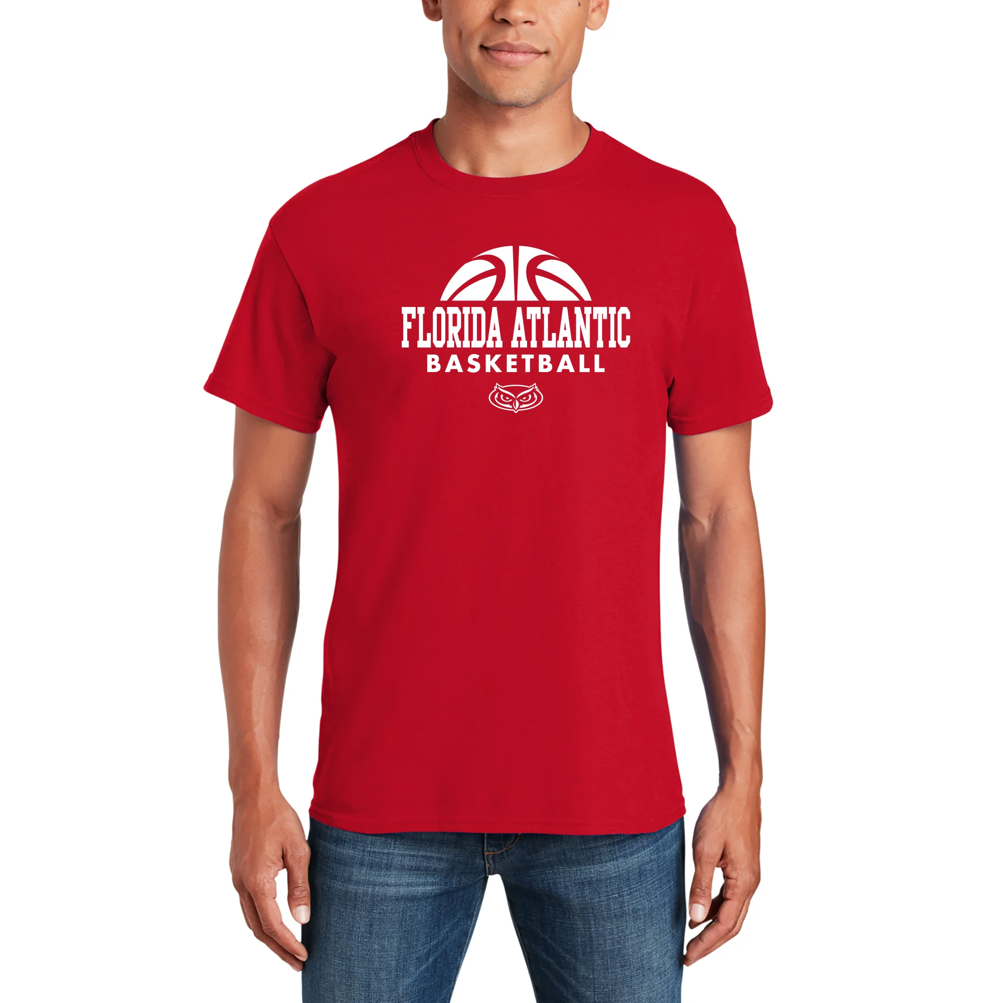 Florida Atlantic Owls Basketball Hype T Shirt - Red - Image 3
