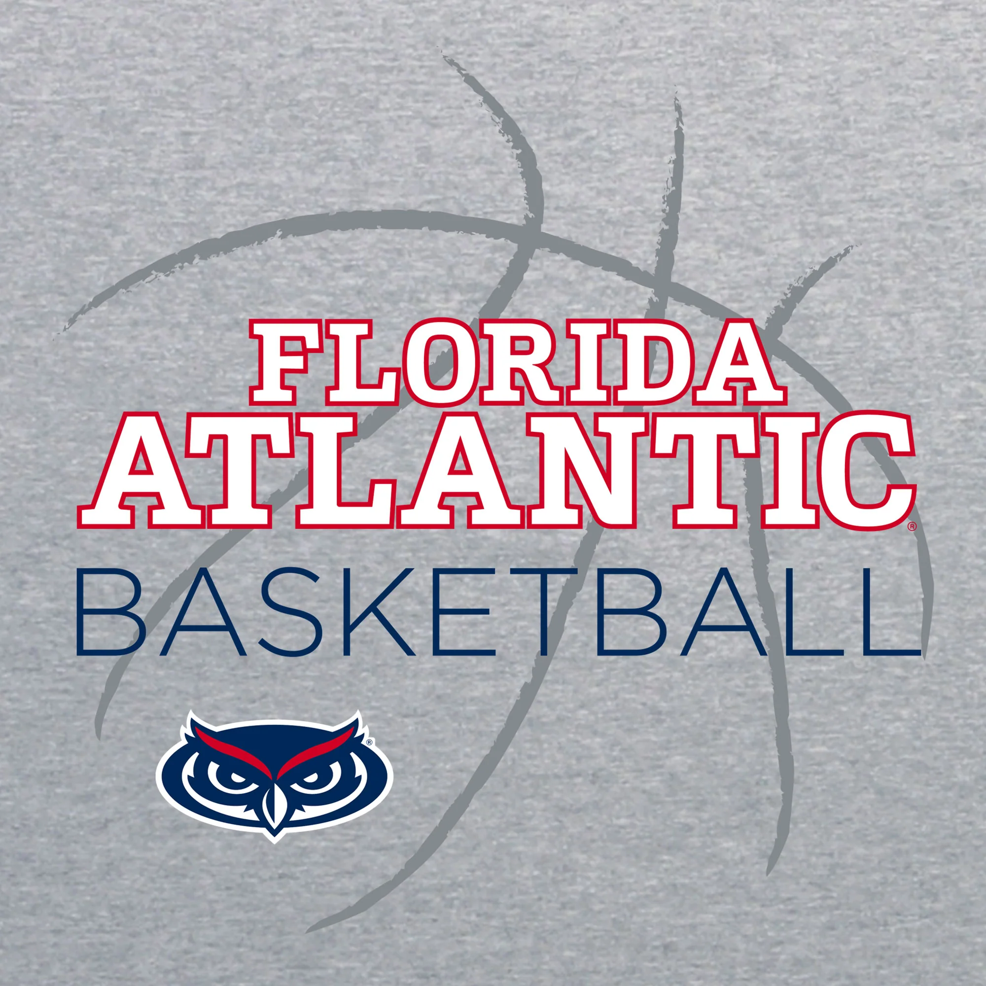 Florida Atlantic Owls Basketball Sketch T Shirt - Sport Grey - Image 2
