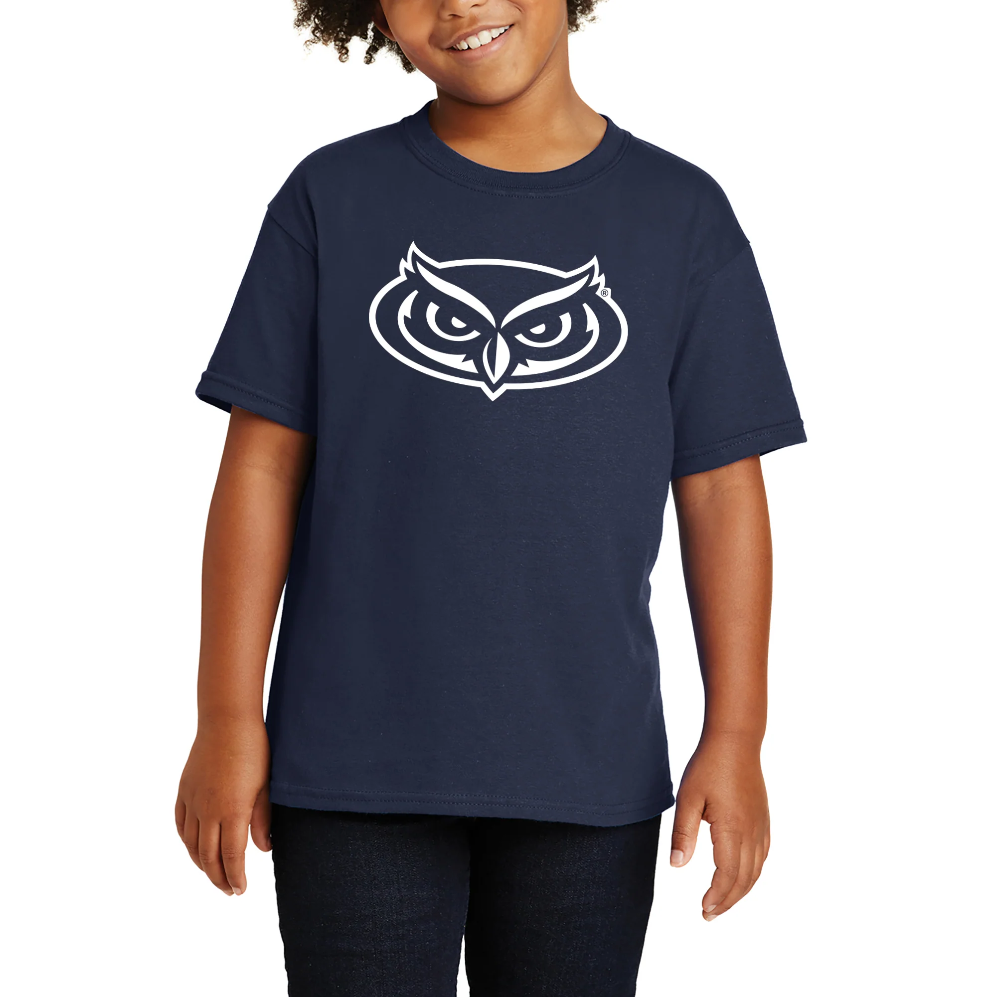 Florida Atlantic University Owls Primary Logo Youth Short Sleeve T Shirt - Navy - Image 3