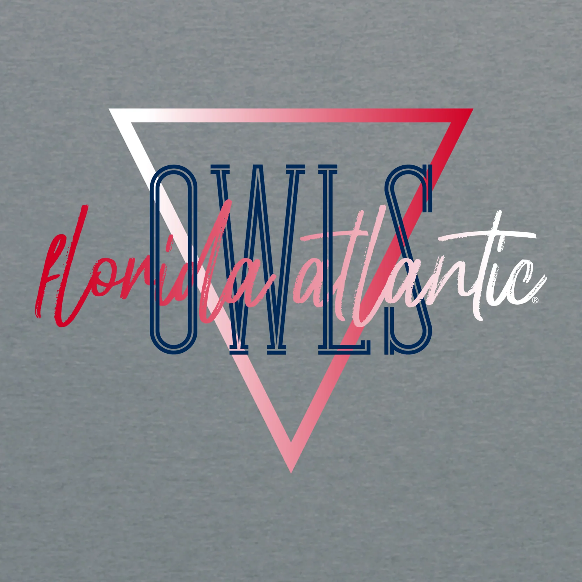 Florida Atlantic University Owls Gradient Triangle Basic Cotton Short Sleeve T Shirt - Graphite Heather - Image 2