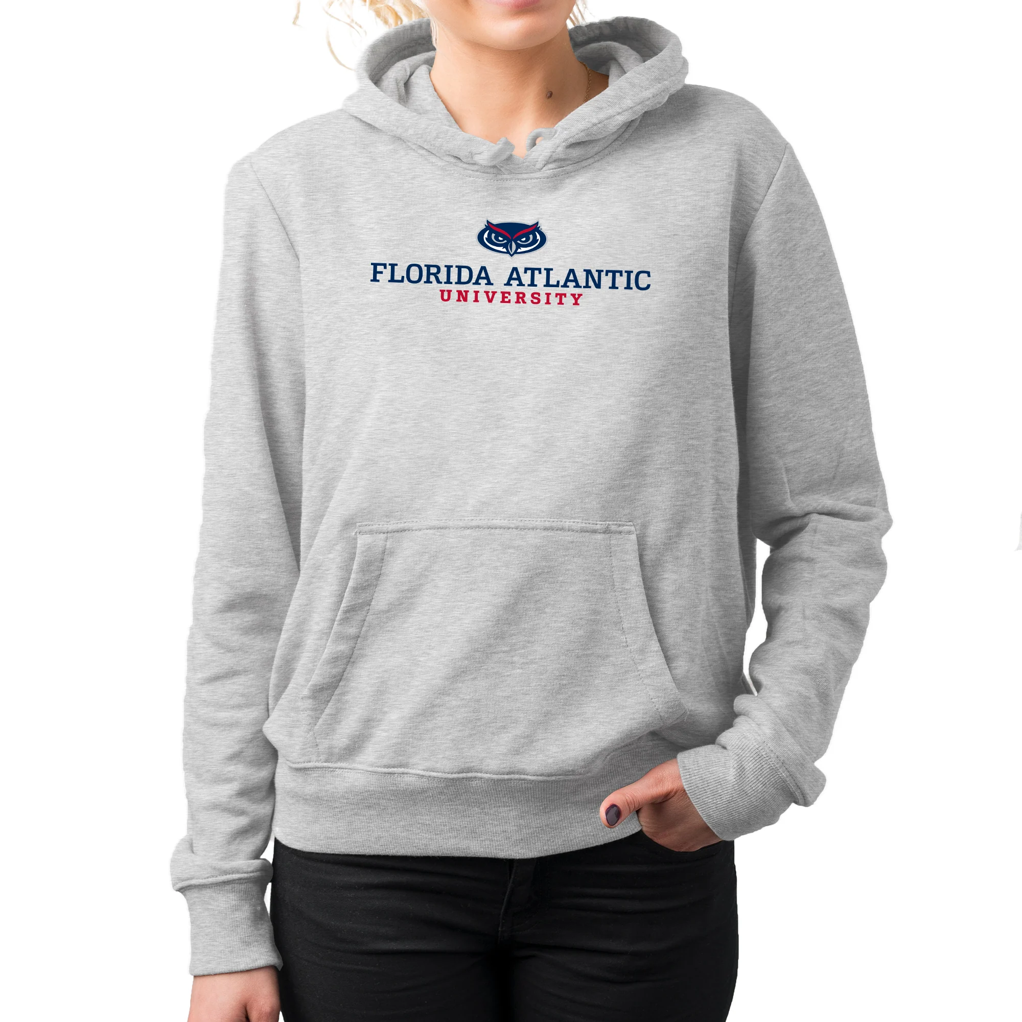 Florida Atlantic University Owls Institutional Logo Hoodie - Sport Grey - Image 4