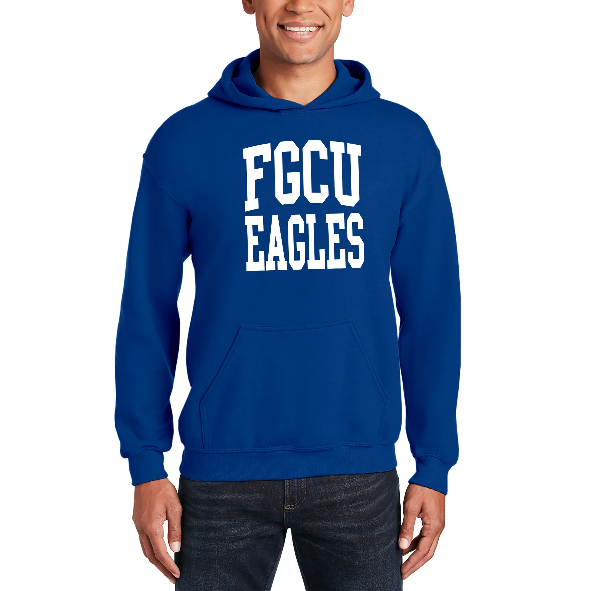 Florida Guld Coast University Eagles Front Back Print Hoodie - Royal - Image 3