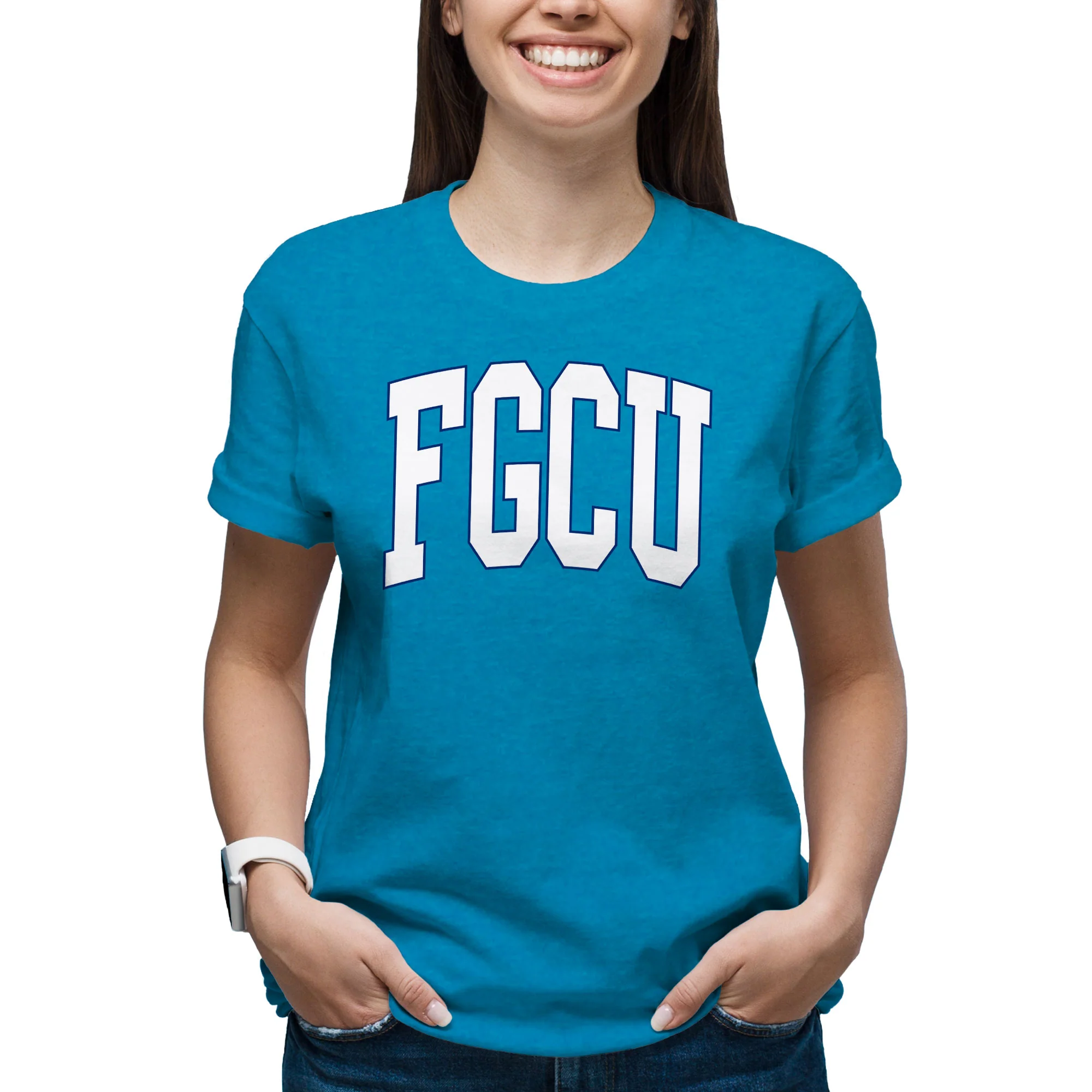 Florida Gulf Coast Eagles Mega Arch T-Shirt - Heather Sapphire - Image 4