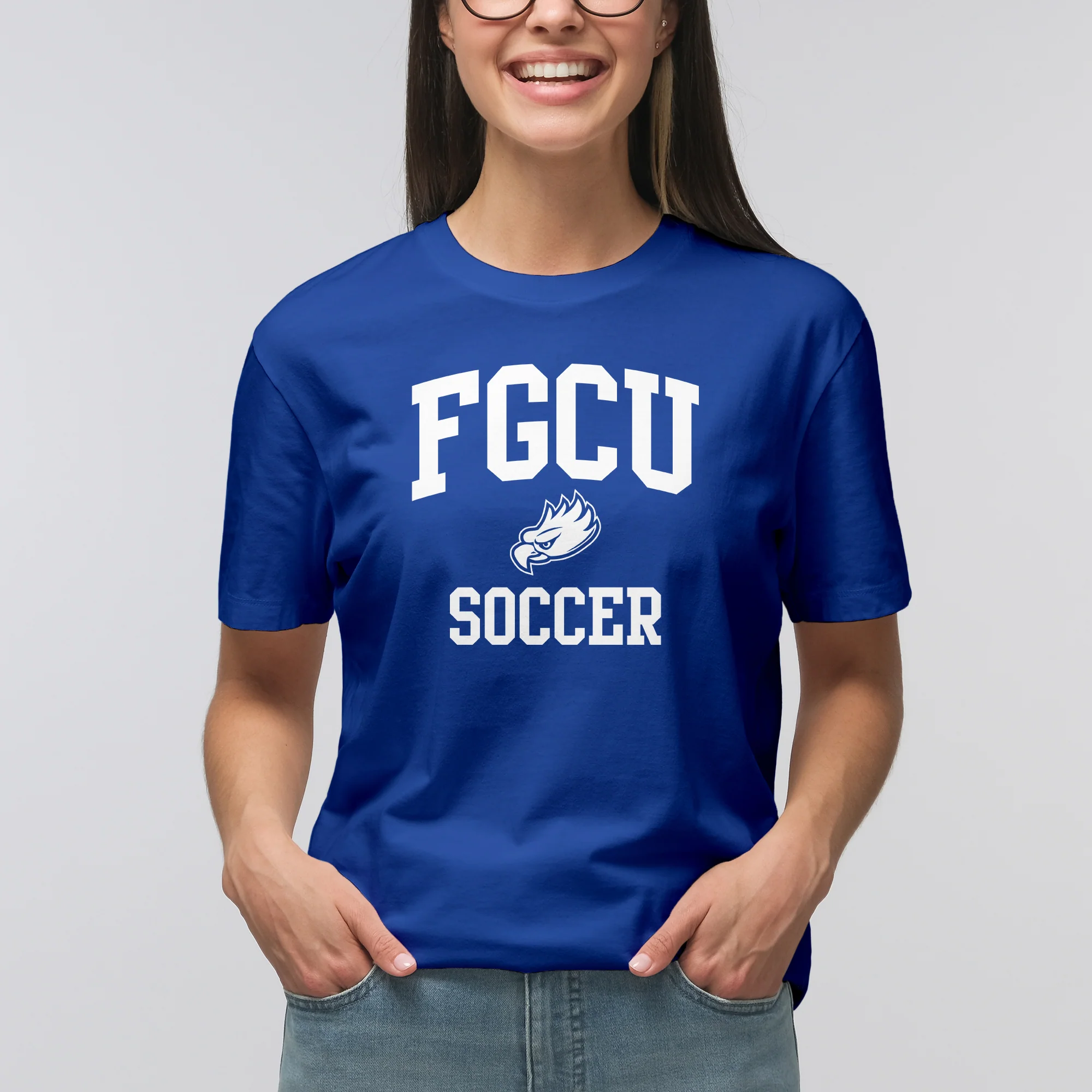 Florida Gulf Coast University Arch Logo Soccer Short Sleeve T Shirt - Royal - Image 3