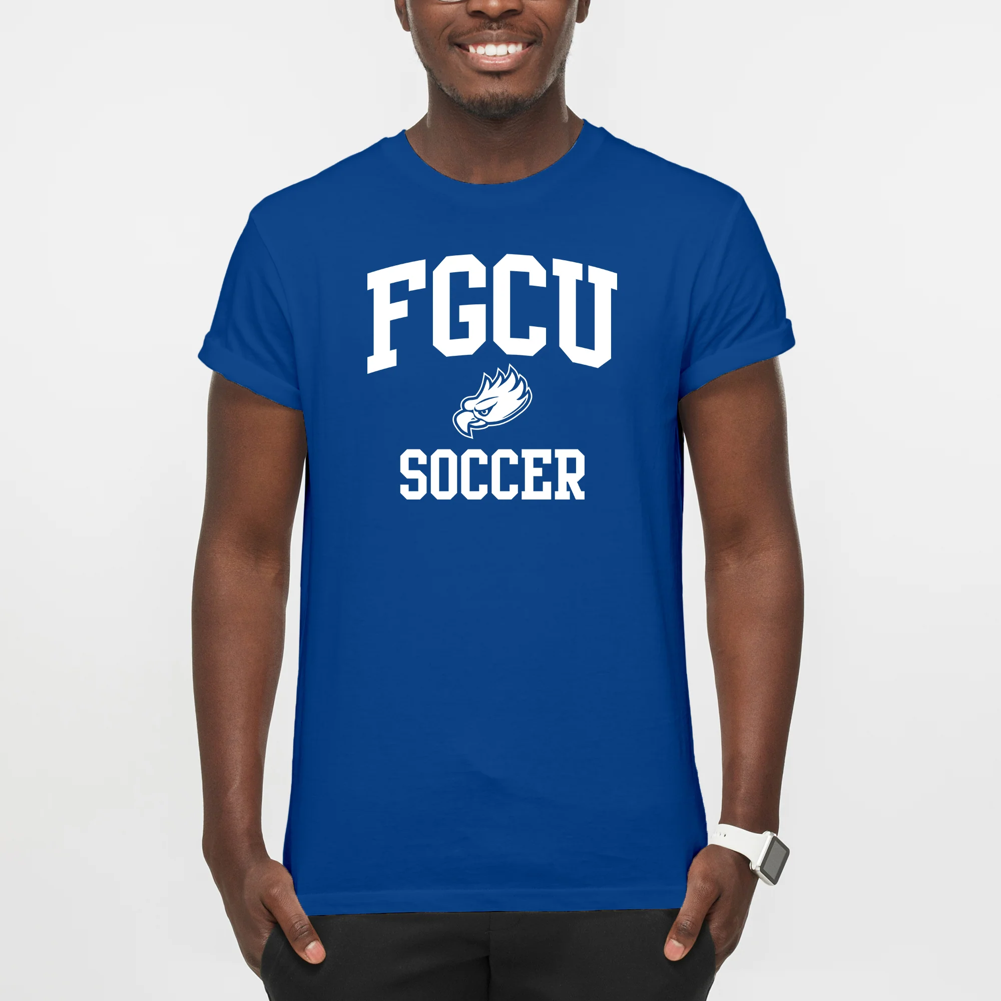 Florida Gulf Coast University Arch Logo Soccer Short Sleeve T Shirt - Royal - Image 4