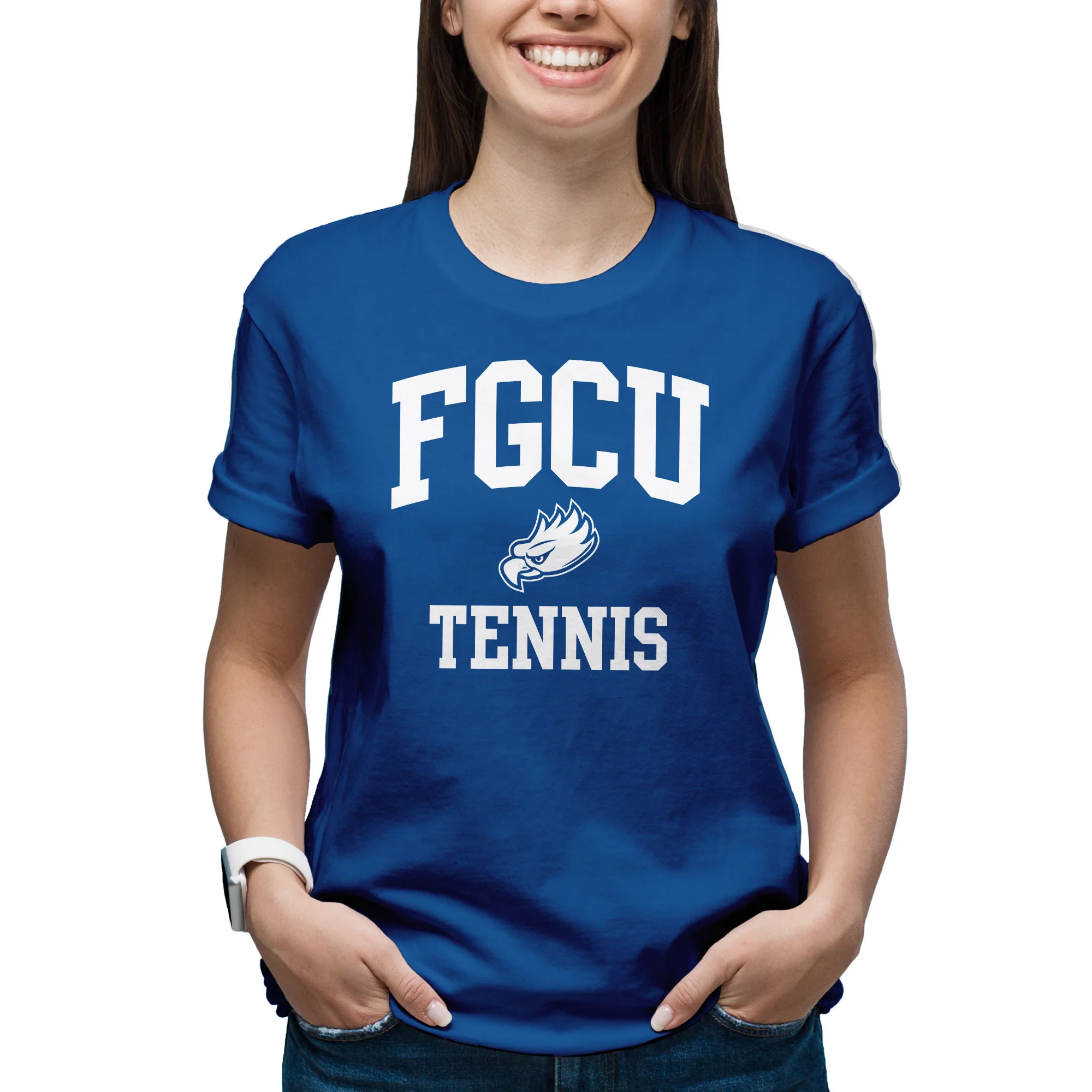 Florida Gulf Coast University Arch Logo Tennis Short Sleeve T Shirt - Royal - Image 4