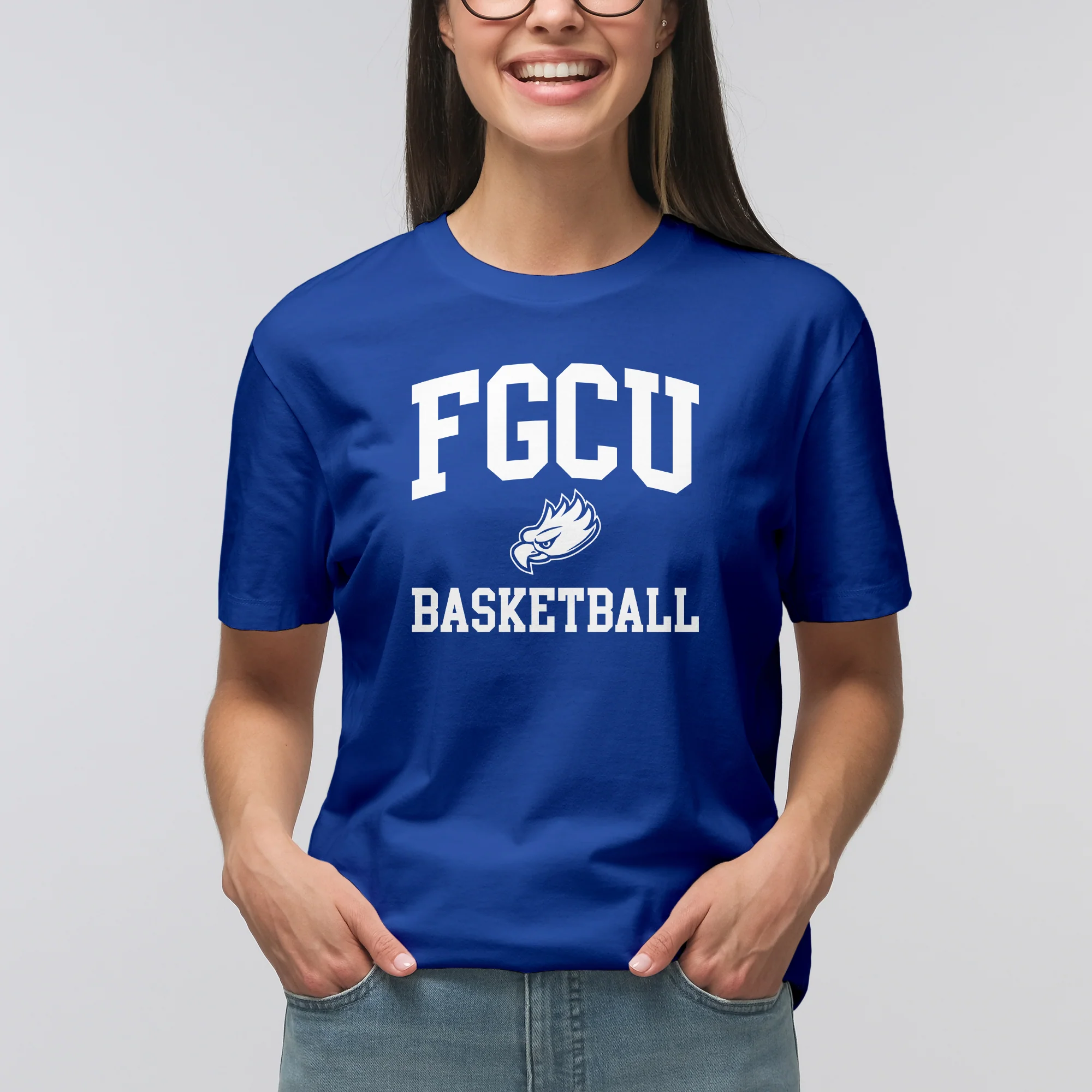 Florida Gulf Coast University Eagles Arch Logo Basketball Short Sleeve T Shirt - Royal - Image 3