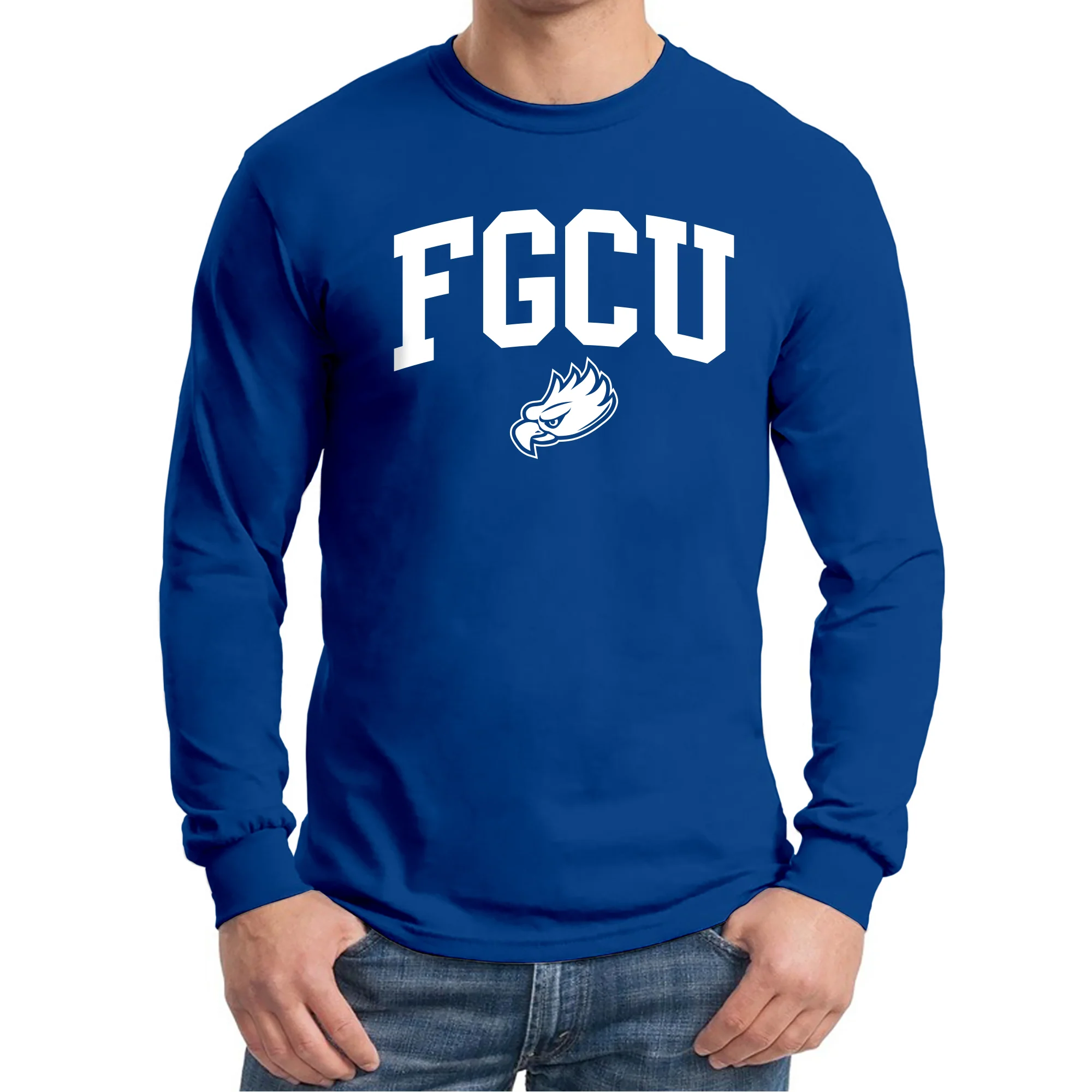 Florida Gulf Coast University Eagles Arch Logo Long Sleeve T Shirt - Royal - Image 3