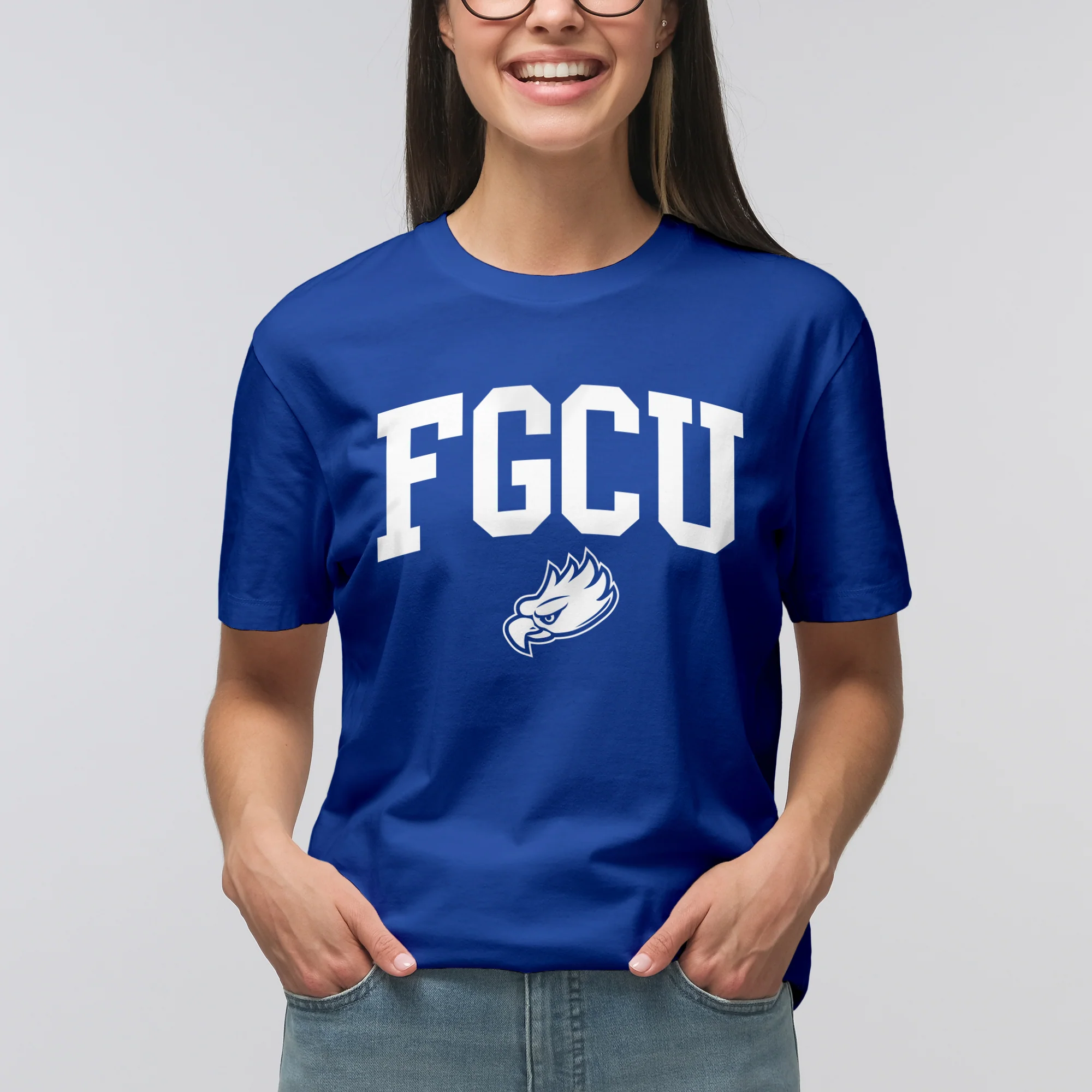 Florida Gulf Coast University Eagles Arch Logo Short Sleeve T Shirt - Royal Blue - Image 4