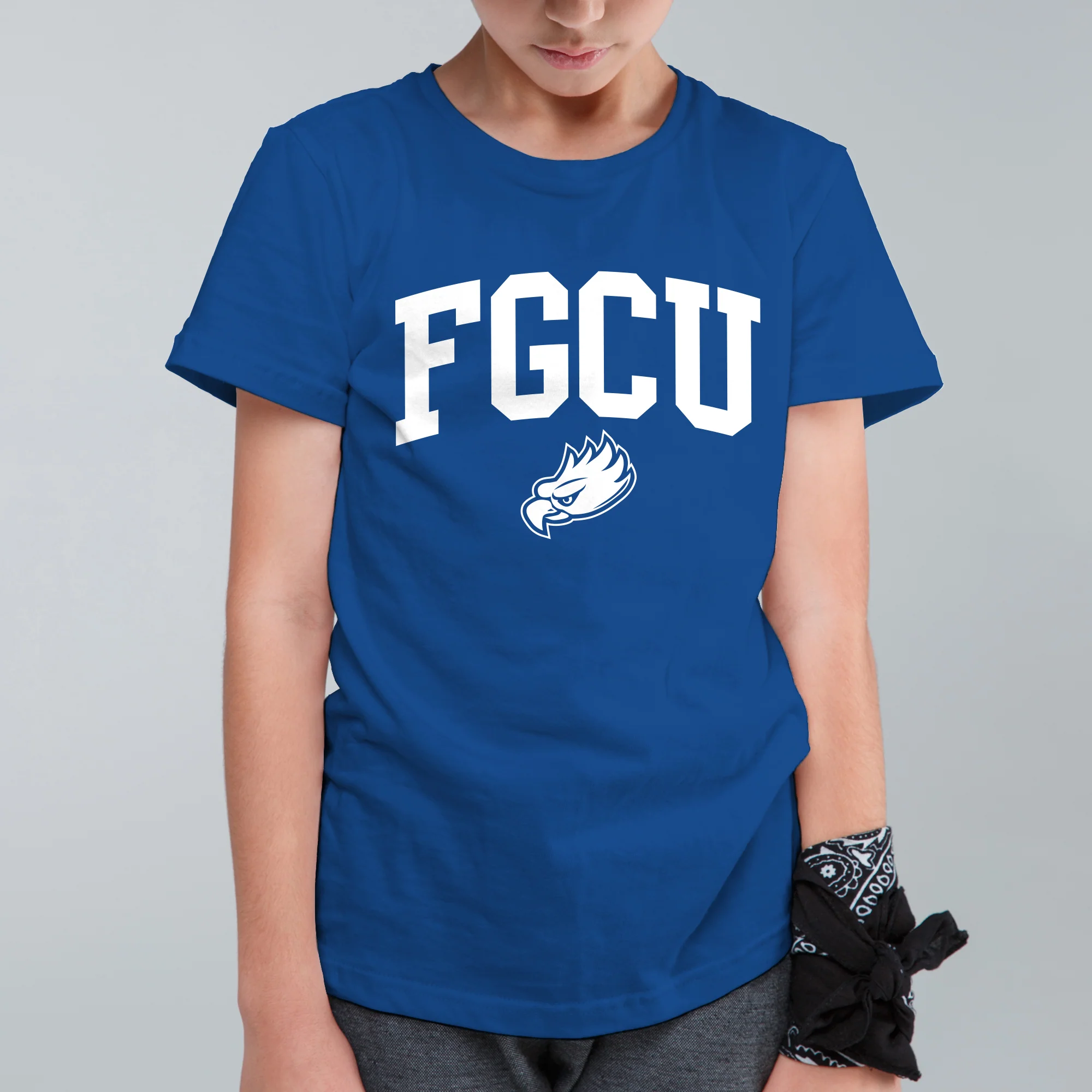 Florida Gulf Coast University Eagles Arch Logo Youth Short Sleeve T Shirt - Royal - Image 3